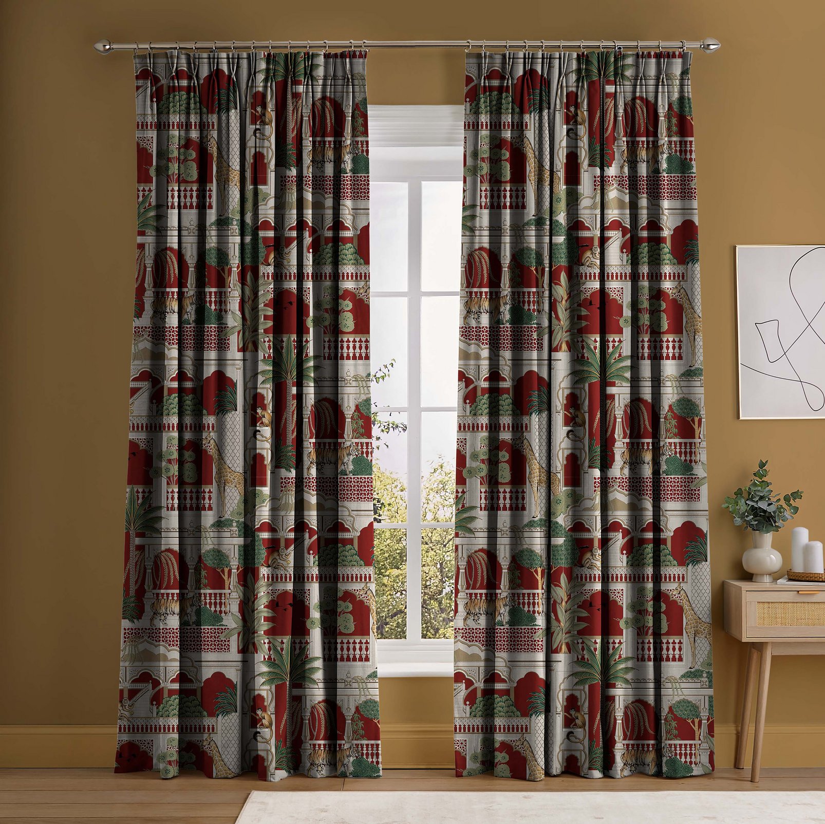Animahal Alizarin Curtains in a Roomset