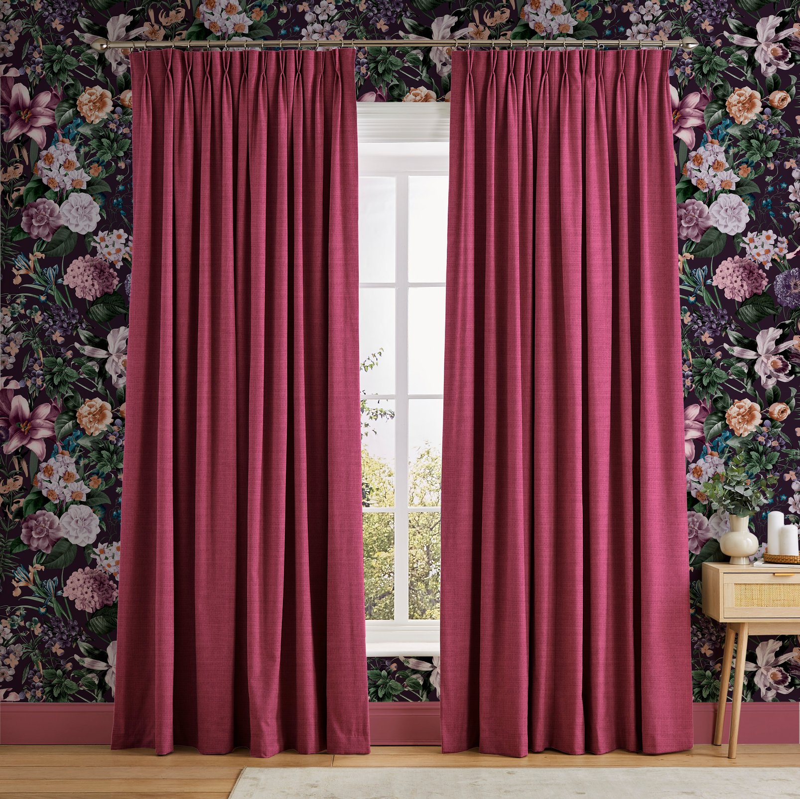 Wallace Pink Curtains in a Roomset