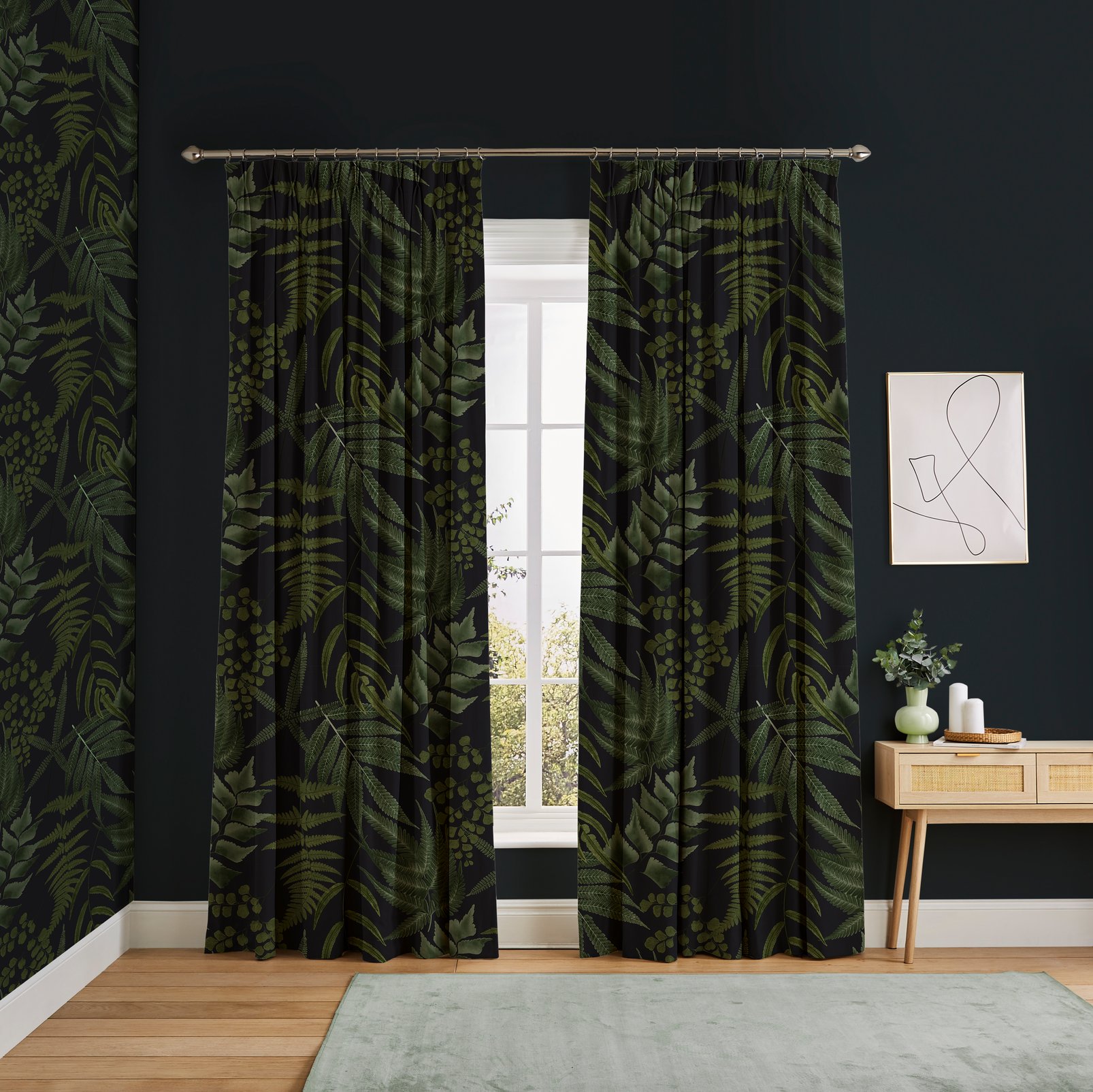 Midsummer Fern Black Curtains - 116290cur_ROOMSET_01.jpg