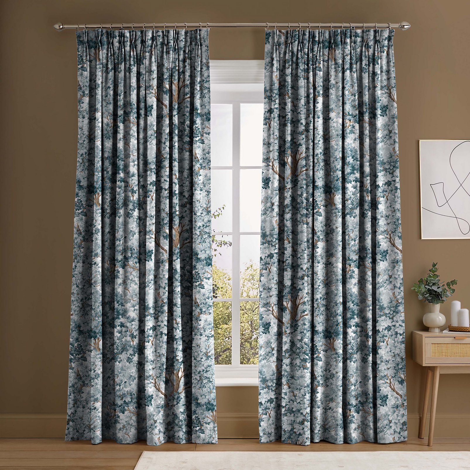 Coppice Blue Curtains in a Roomset