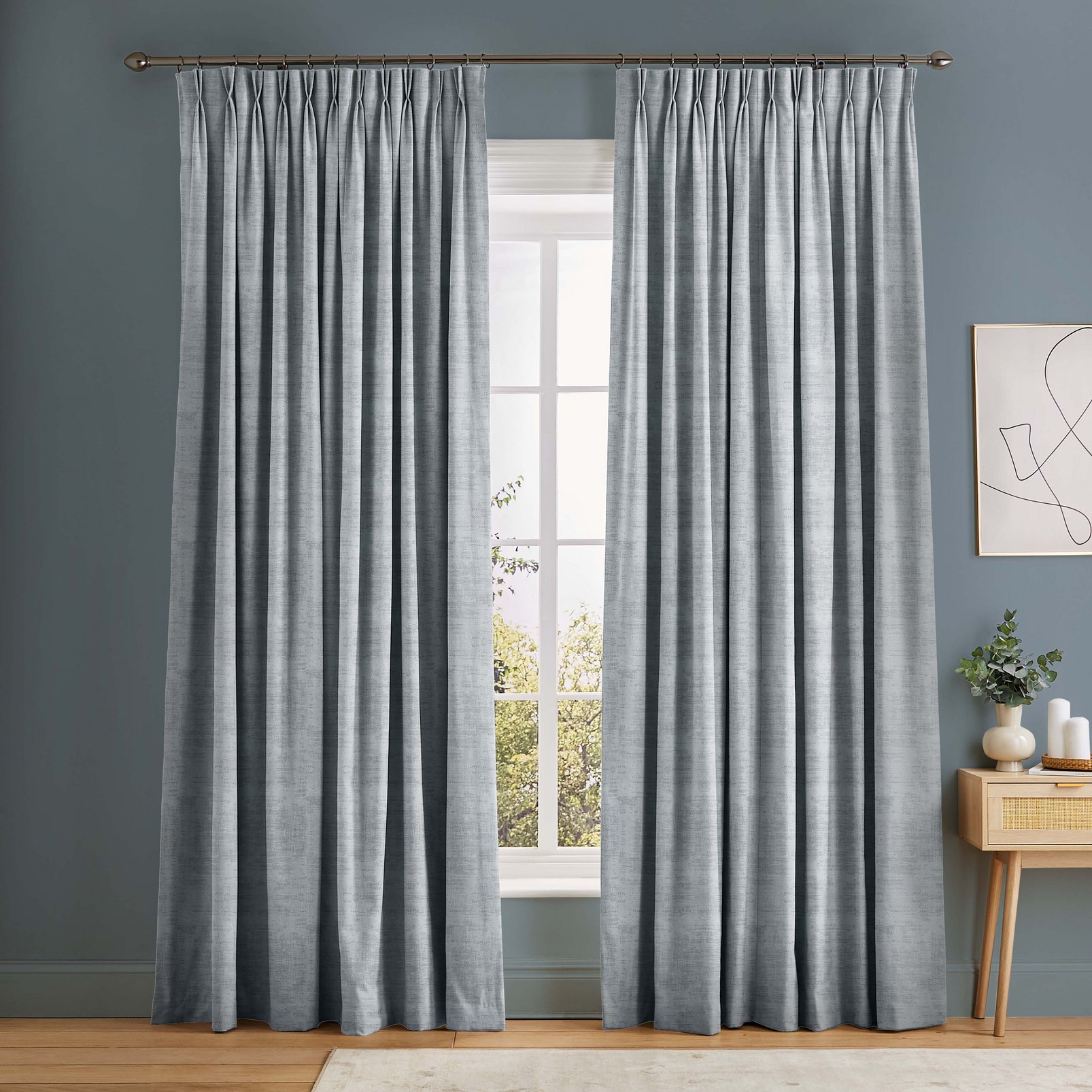 Elements Dusky Blue Curtains in a Roomset
