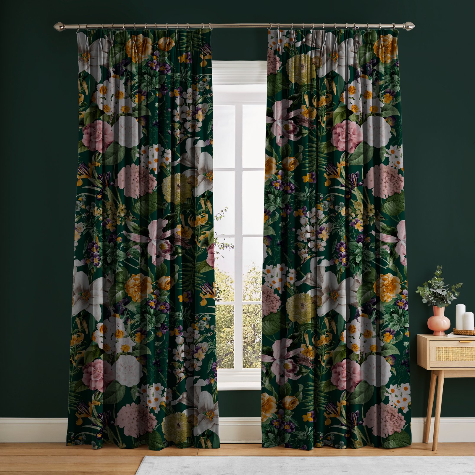 Glasshouse Flora Emerald Curtains in a Roomset