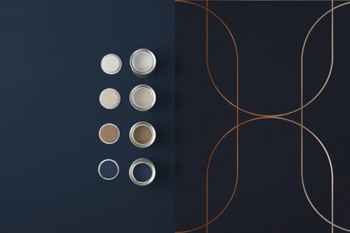 Palais Navy & Copper Wallpaper flatlay image