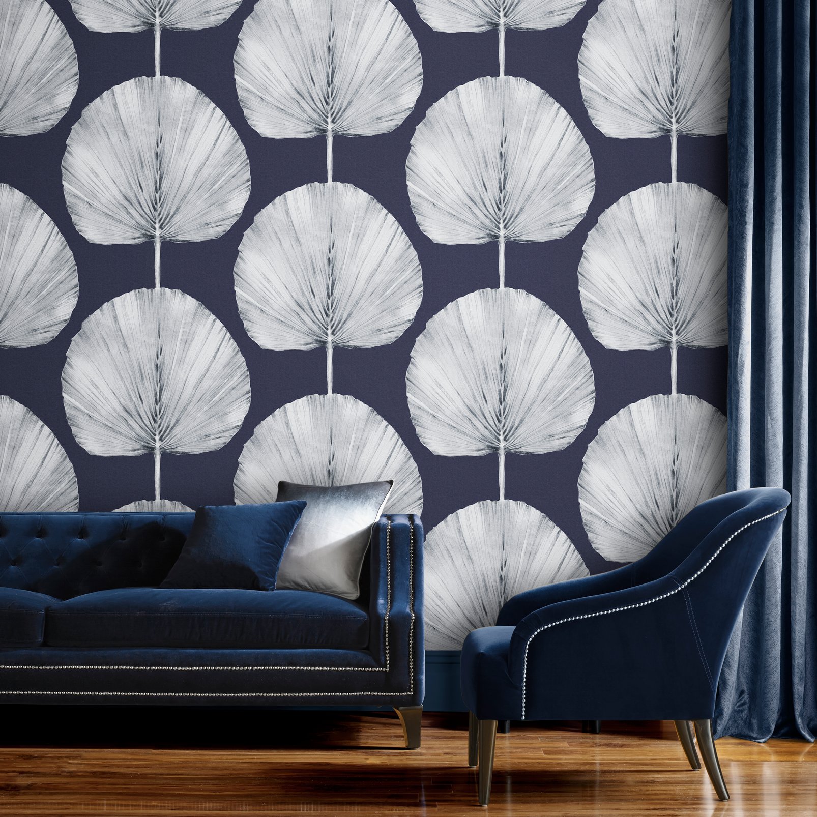 Palm Fan Navy Wallpaper - 112195_ROOMSET_PALM FAN NAVY_01.jpg
