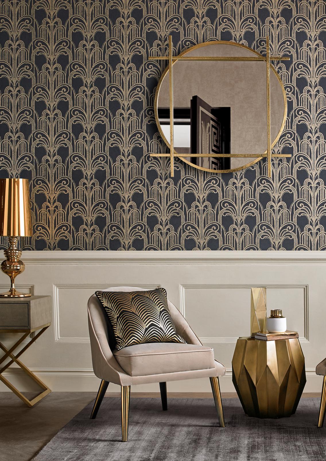 Art Deco Black and Gold Wallpaper - 104299_ROOMSET_01.jpg
