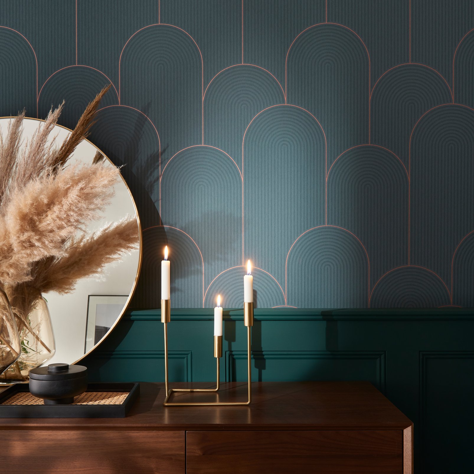 Lancet Green & Gold Wallpaper - 118019_ROOMSET_LANCET GREEN & GOLD_02.jpg