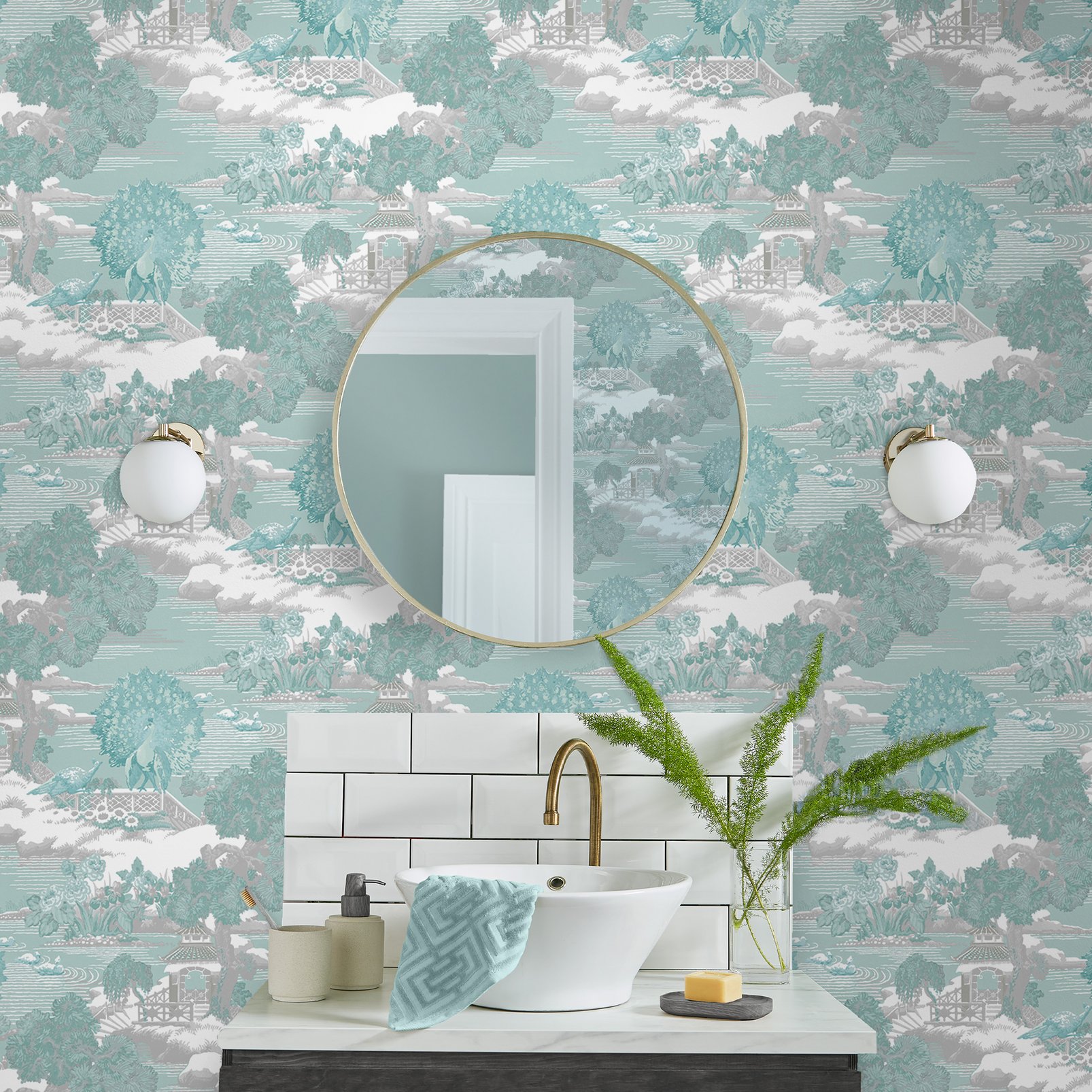 Edo Toile Mint Wallpaper - 107884_ROOMSET_EDO TOILE MINT_01.jpg