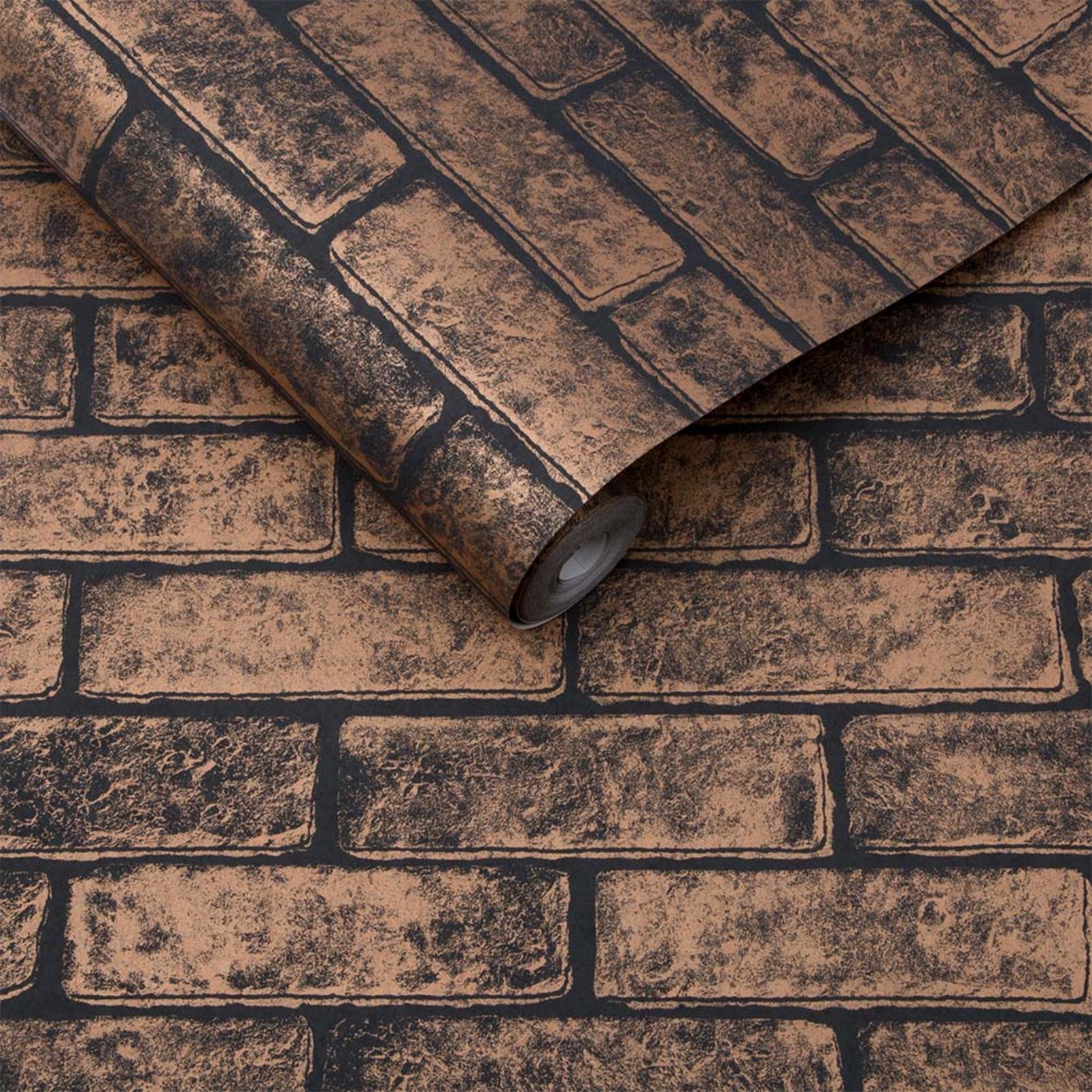 Metallic Brick Bronze Black Wallpaper - 104383_ROLLSHOT_METALLIC BRICK BRONZEBLACK_01.jpg