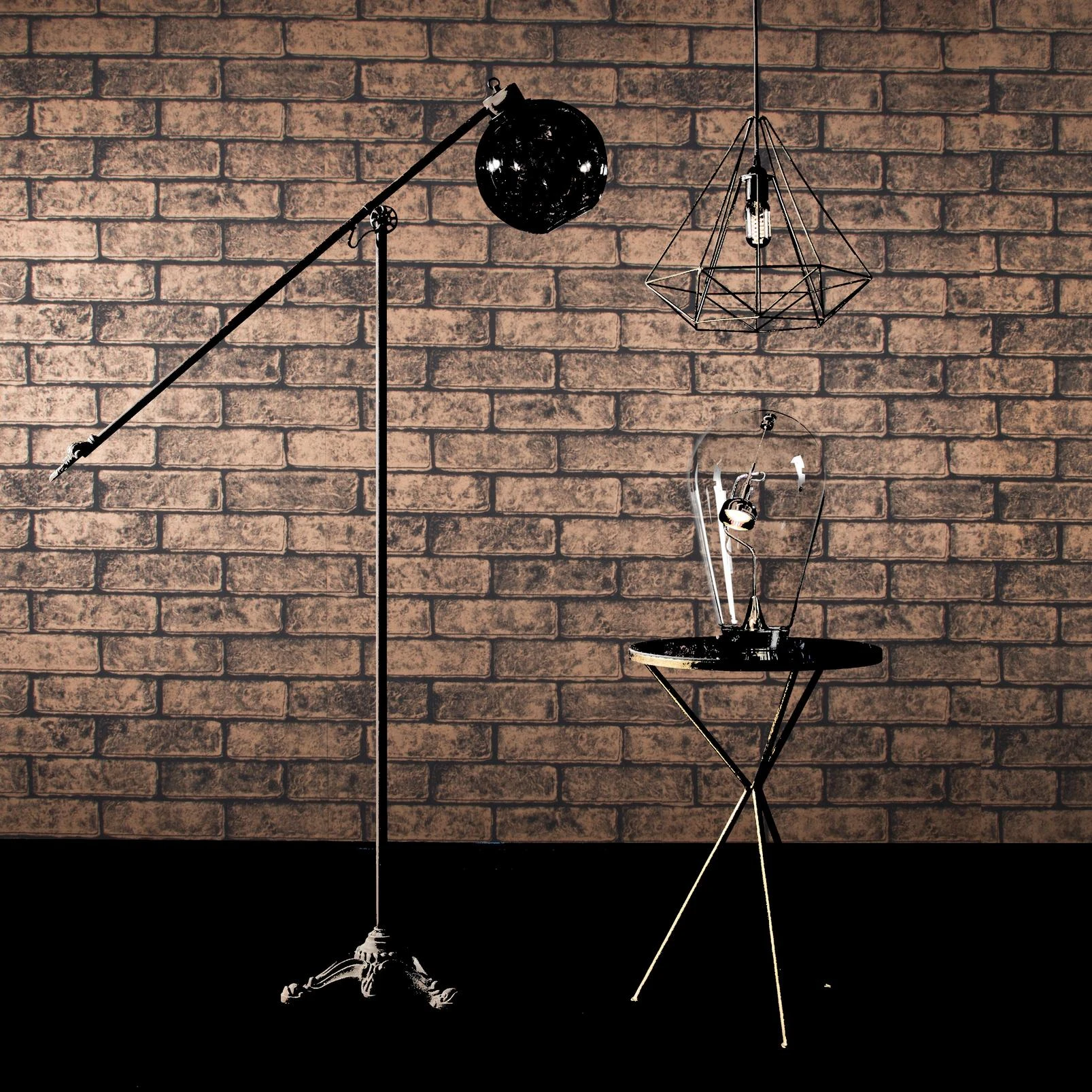 Metallic Brick Bronze Black Wallpaper - 104383_ROOMSET_01.jpg