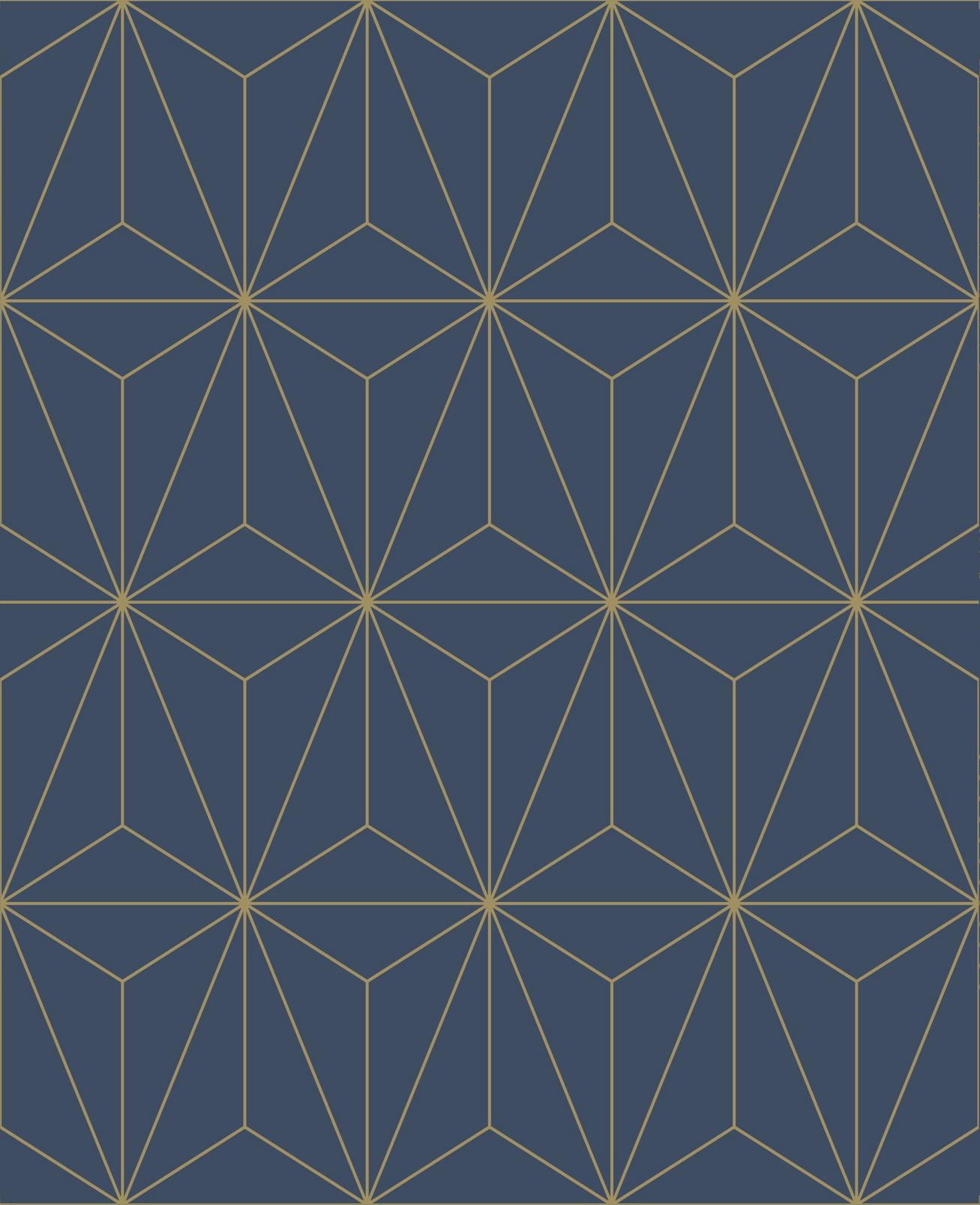 Prism Navy & Gold Wallpaper - 104742_TILE_PRISM NAVY_01.jpg