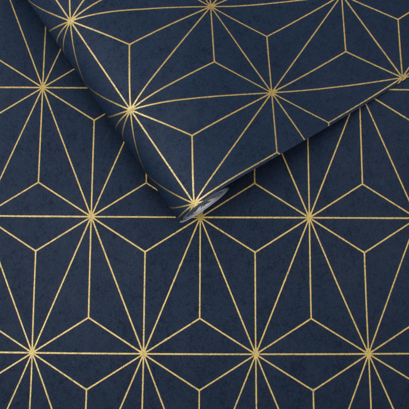 Prism Navy & Gold Wallpaper - 104742_ROLLSHOT_PRISM NAVY_02.jpg