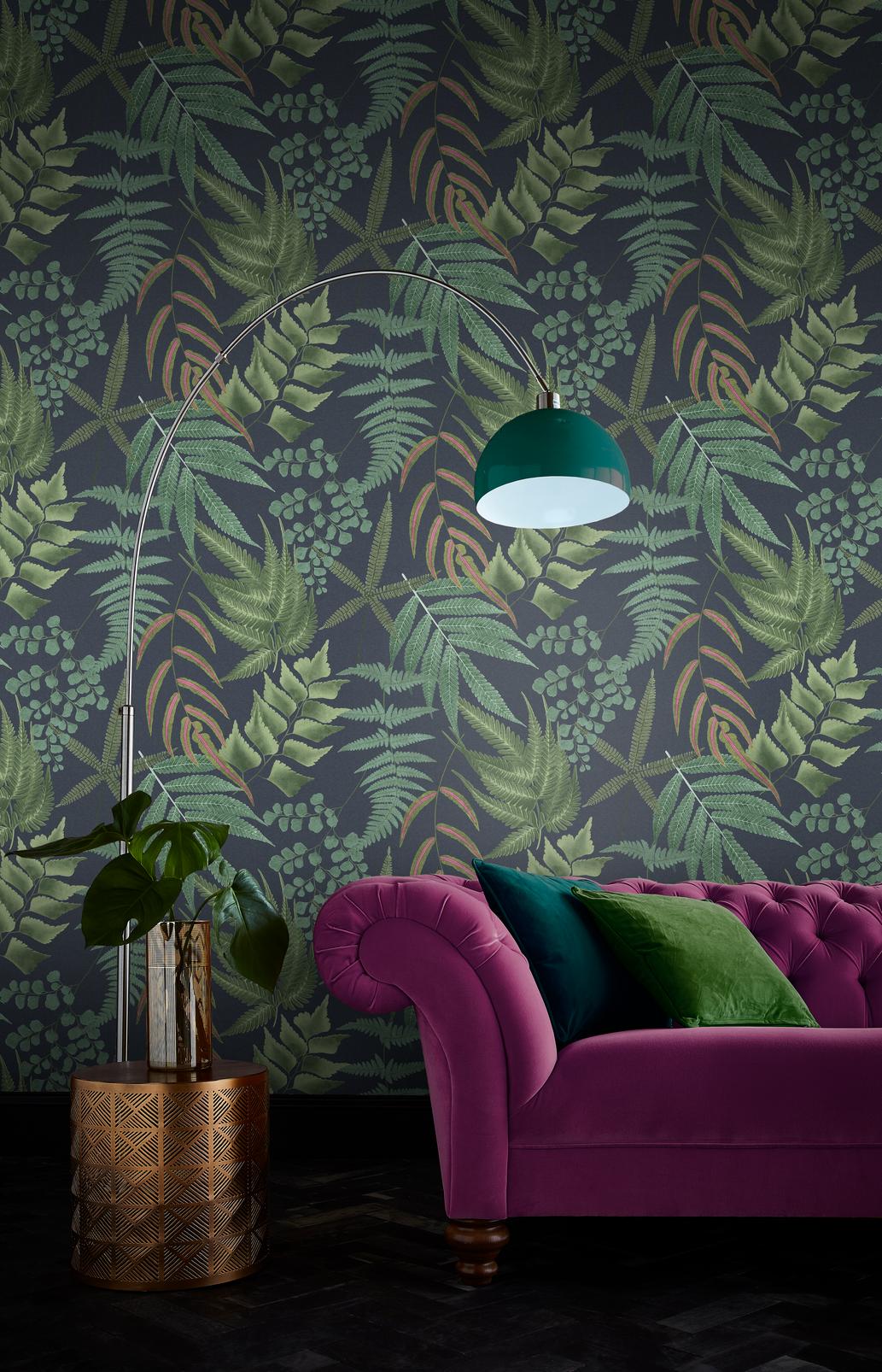 Midsummer Fern Navy Wallpaper - 107881_ROOMSET_01.jpg