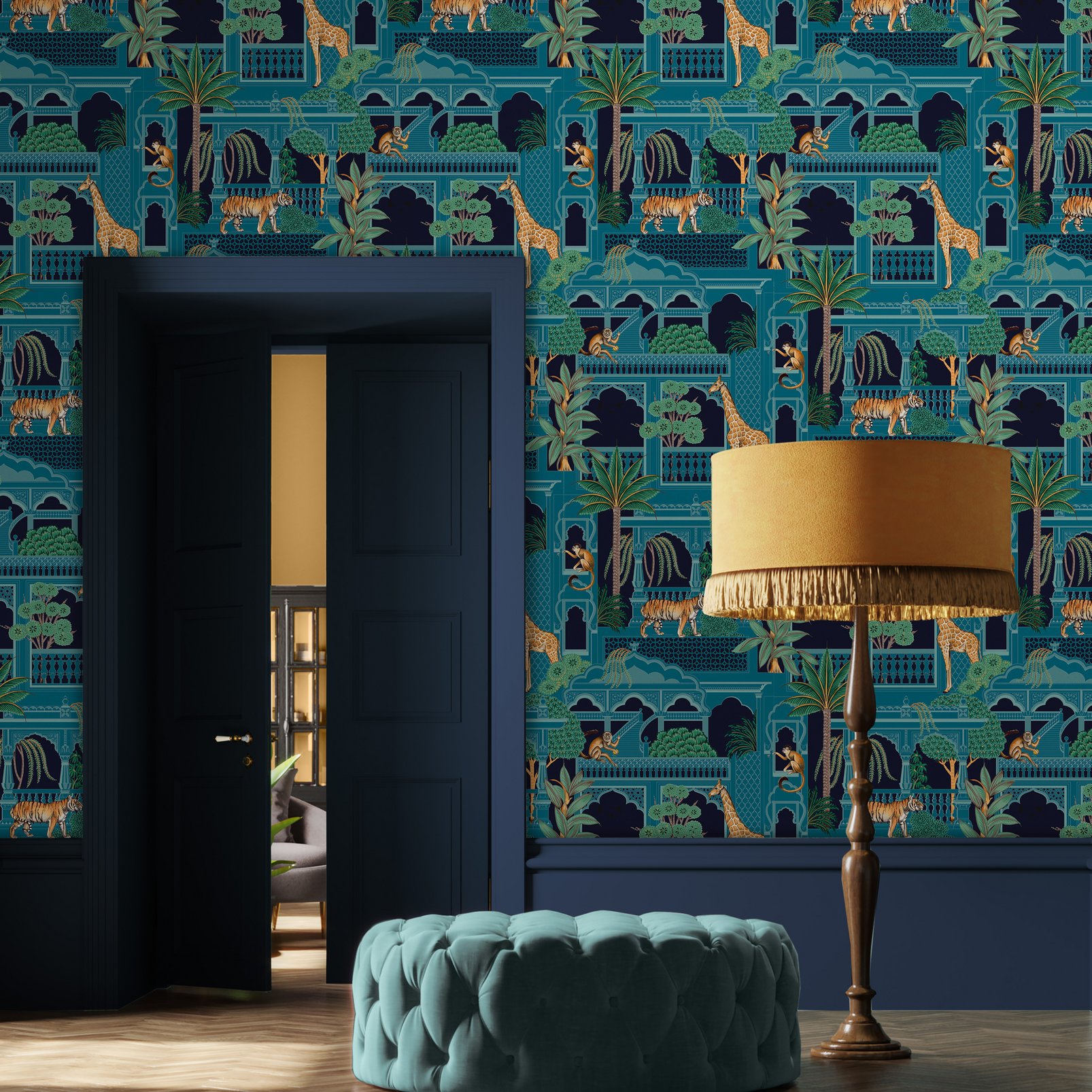 Animahal Navy Wallpaper - 119686_ROOMSET_ANIMAHAL NAVY_01.jpg