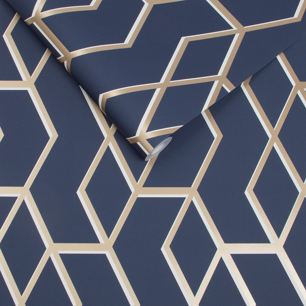 Archetype Navy & Gold Wallpaper