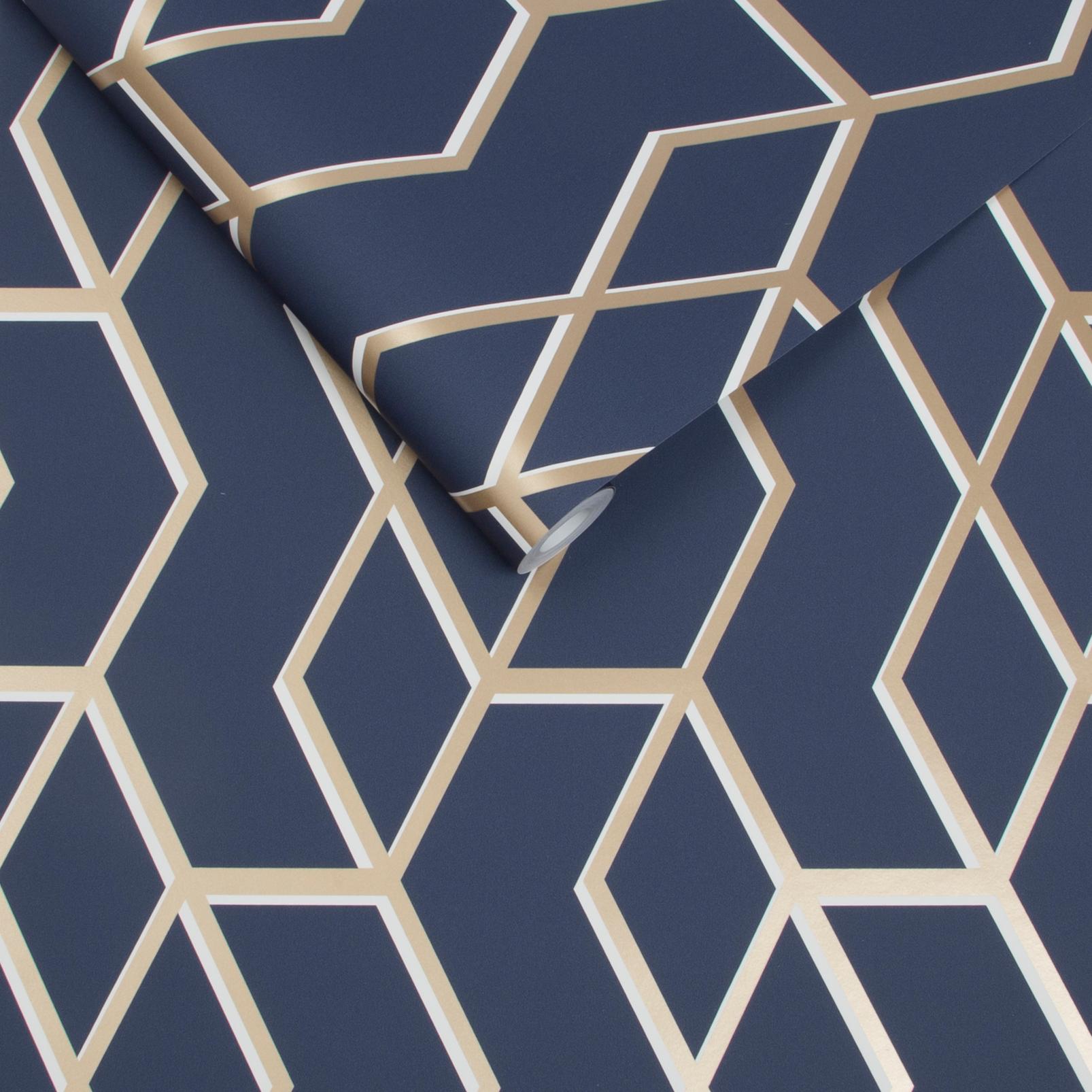 Archetype Navy & Gold Wallpaper - 104735_ROLLSHOT_ARCHETYPE NAVY GOLD_02.jpg