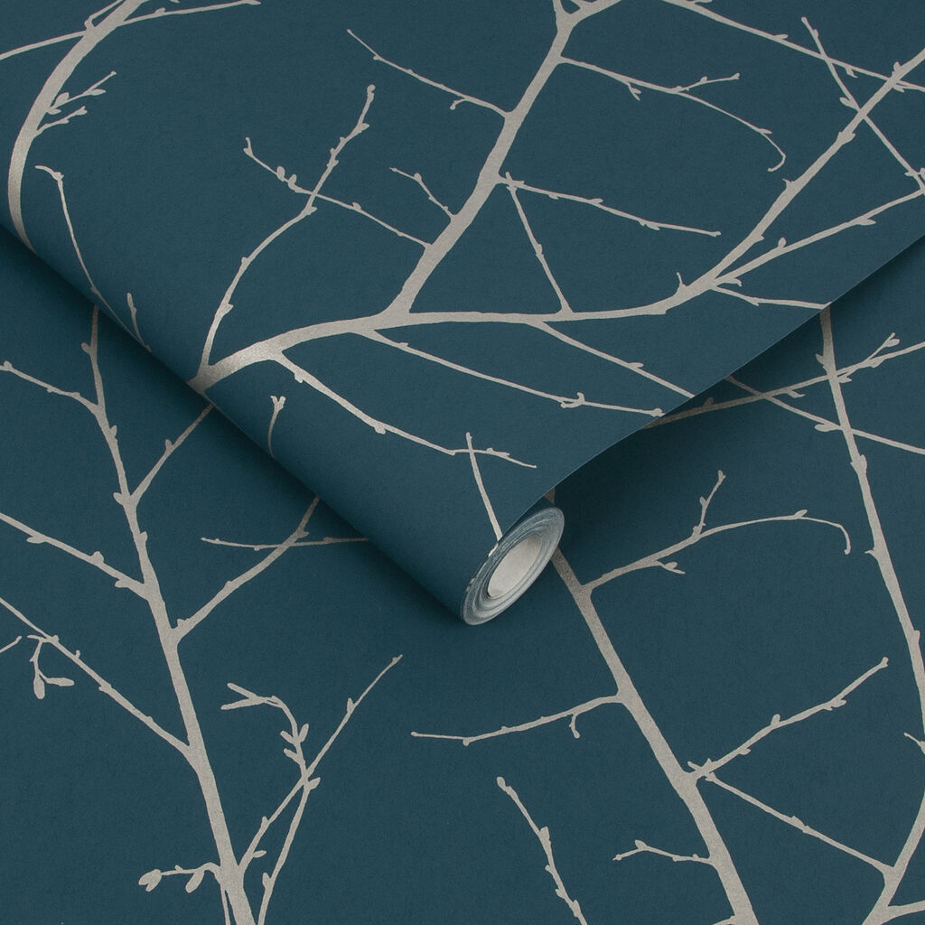 Boreas Teal & Silver Wallpaper