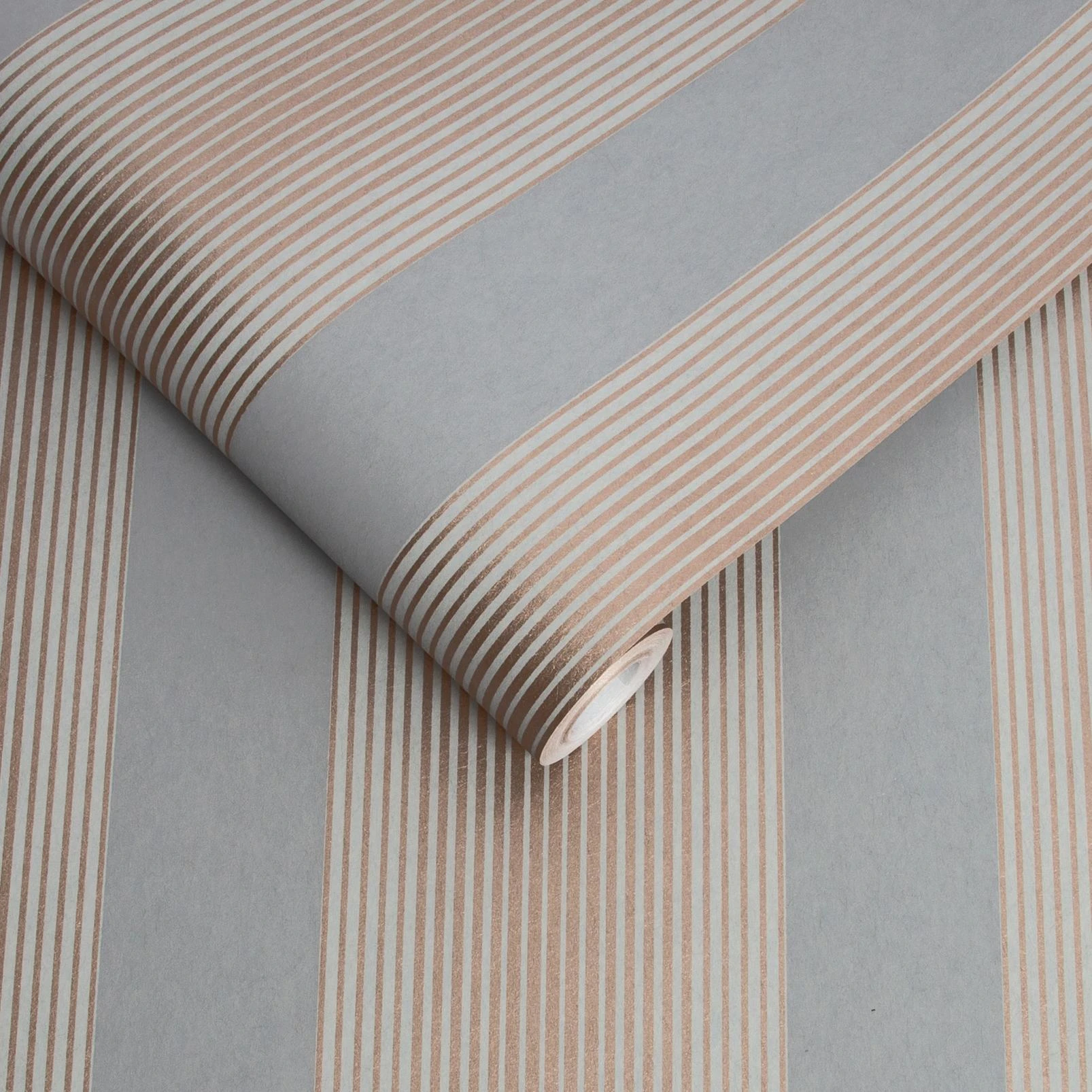 Lagom Stripe Grey & Rose Gold Wallpaper - 106766_ROLLSHOT_LAGOM STRIPE GREY ROSE GOLD_02.jpg