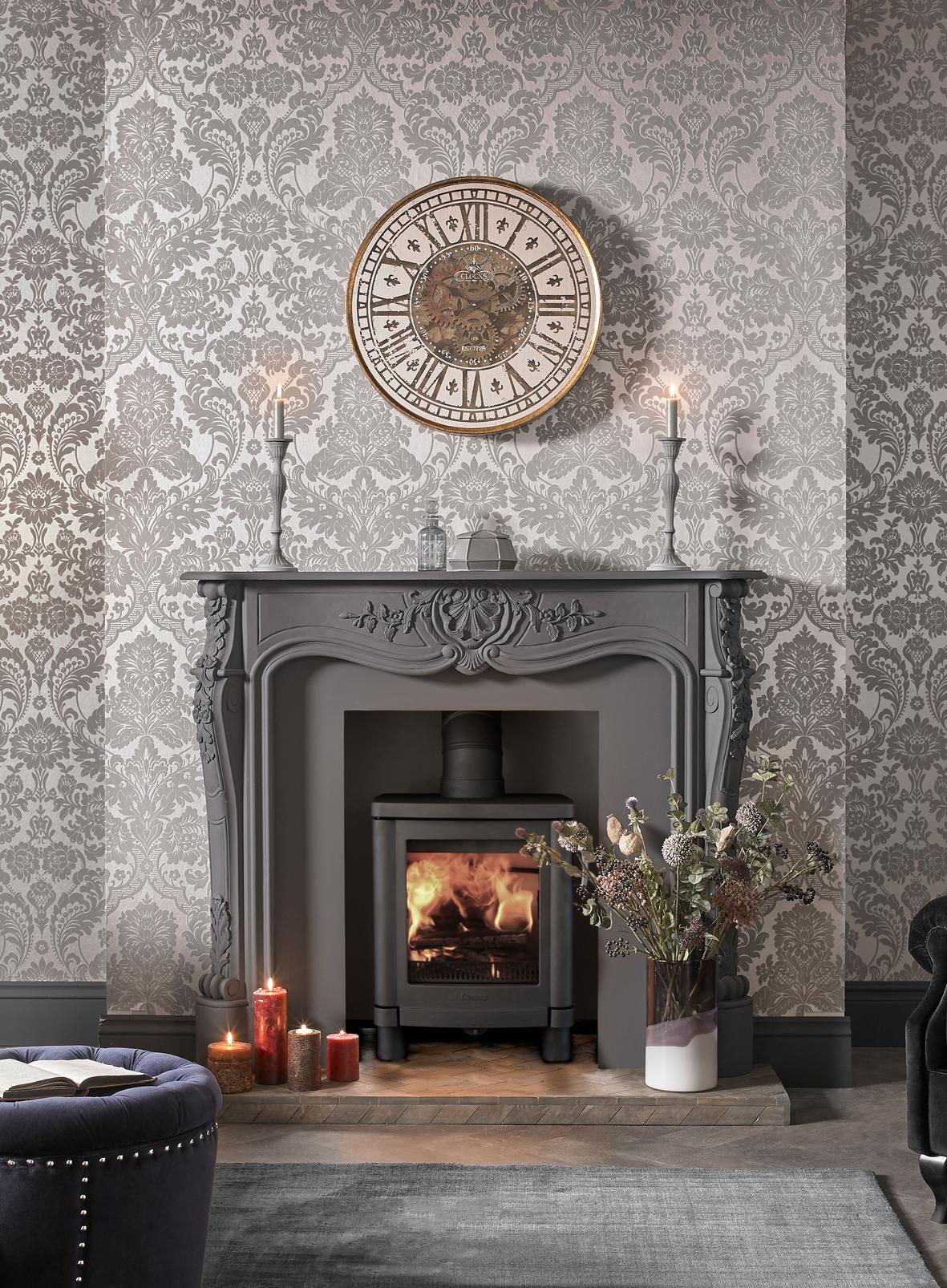 Gothic Damask Flock Grey & Silver Wallpaper - 104564_ROOMSET_01.jpg