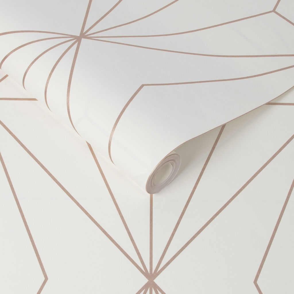 Harmony White Rose Gold Wallpaper
