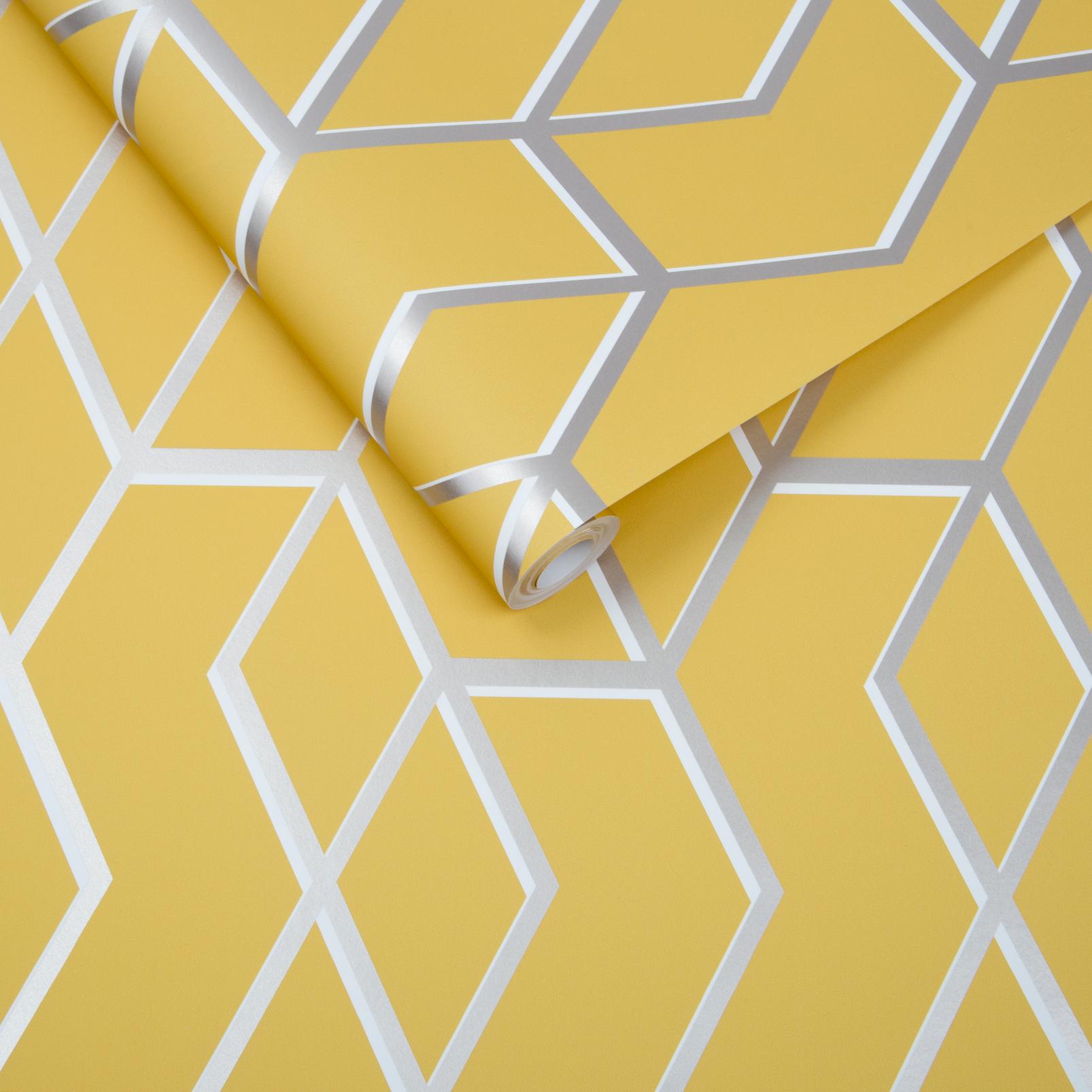 Archetype Yellow & Silver Wallpaper - 104731_ROLLSHOT_ARCHETYPE YELLOW_02.jpg