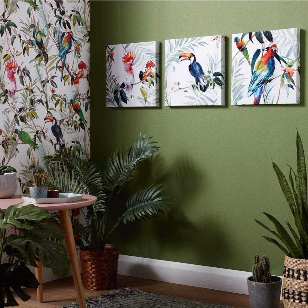 Set de 3 Toile Imprimées Tropical Amazon Birds