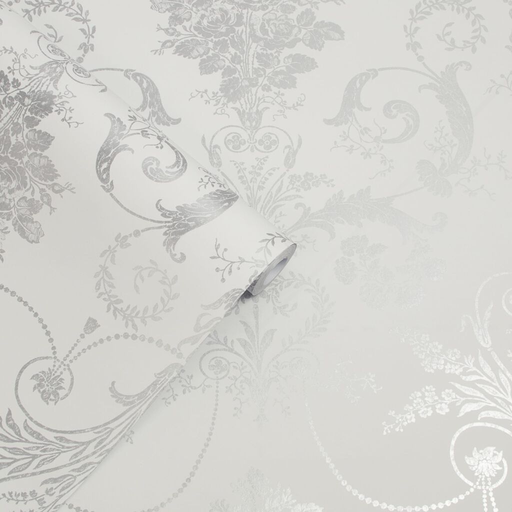 laura ashley josette metallic silver wallpaper