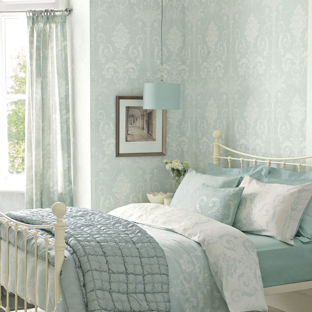 laura ashley josette duck egg wallpaper