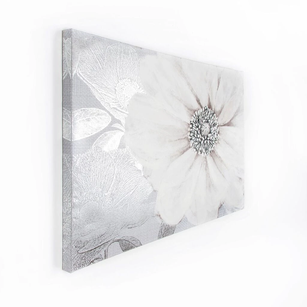 grey bloom printed canvas wall art