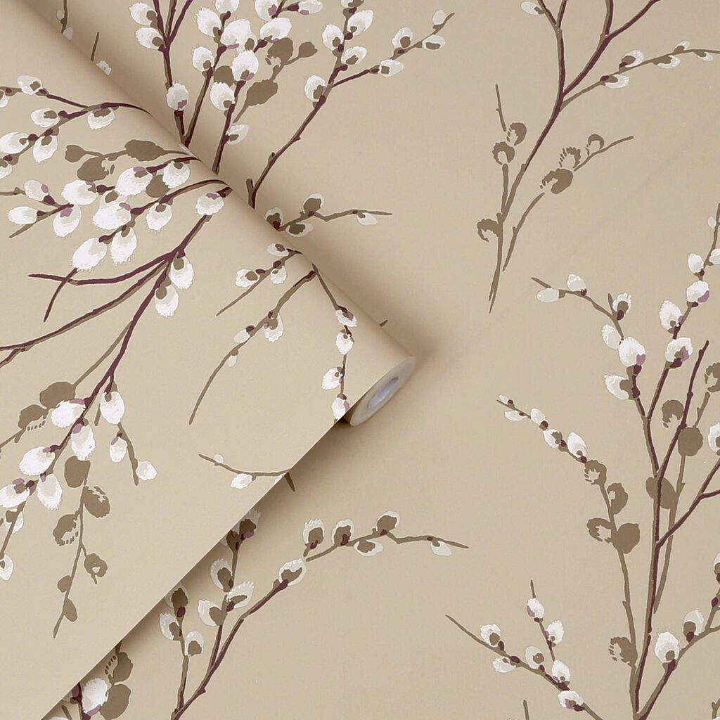 laura ashley pussy willow natural wallpaper