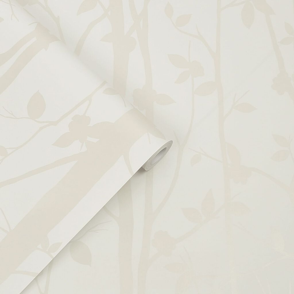 Laura Ashley Cottonwood Pearlescent White Wallpaper