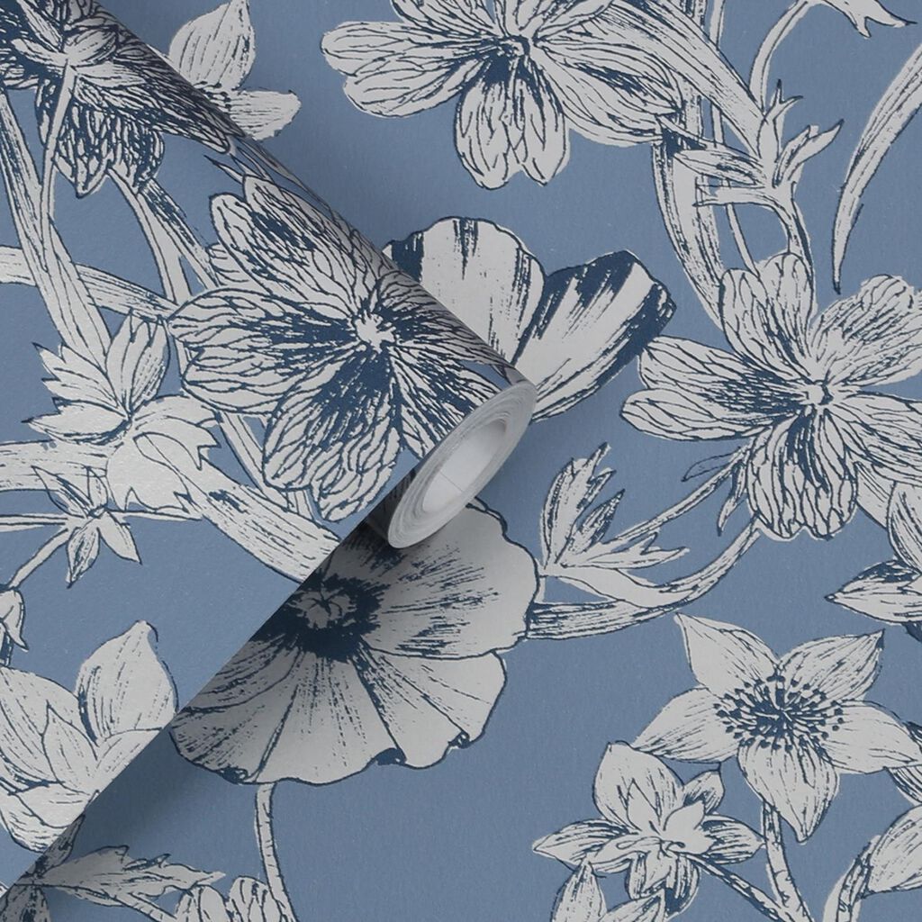 laura ashley summerhill midnight blue wallpaper