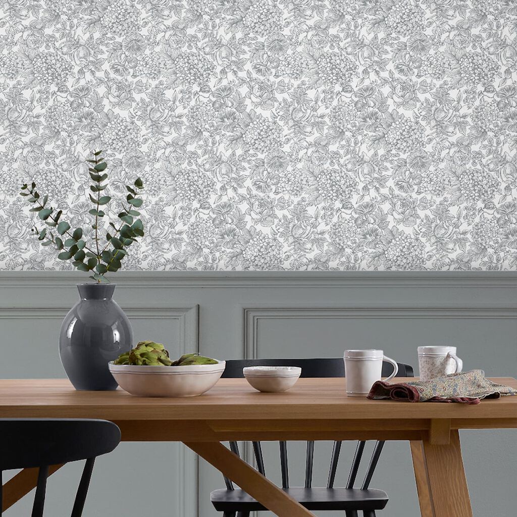 Laura Ashley Louise Slate Grey Wallpaper