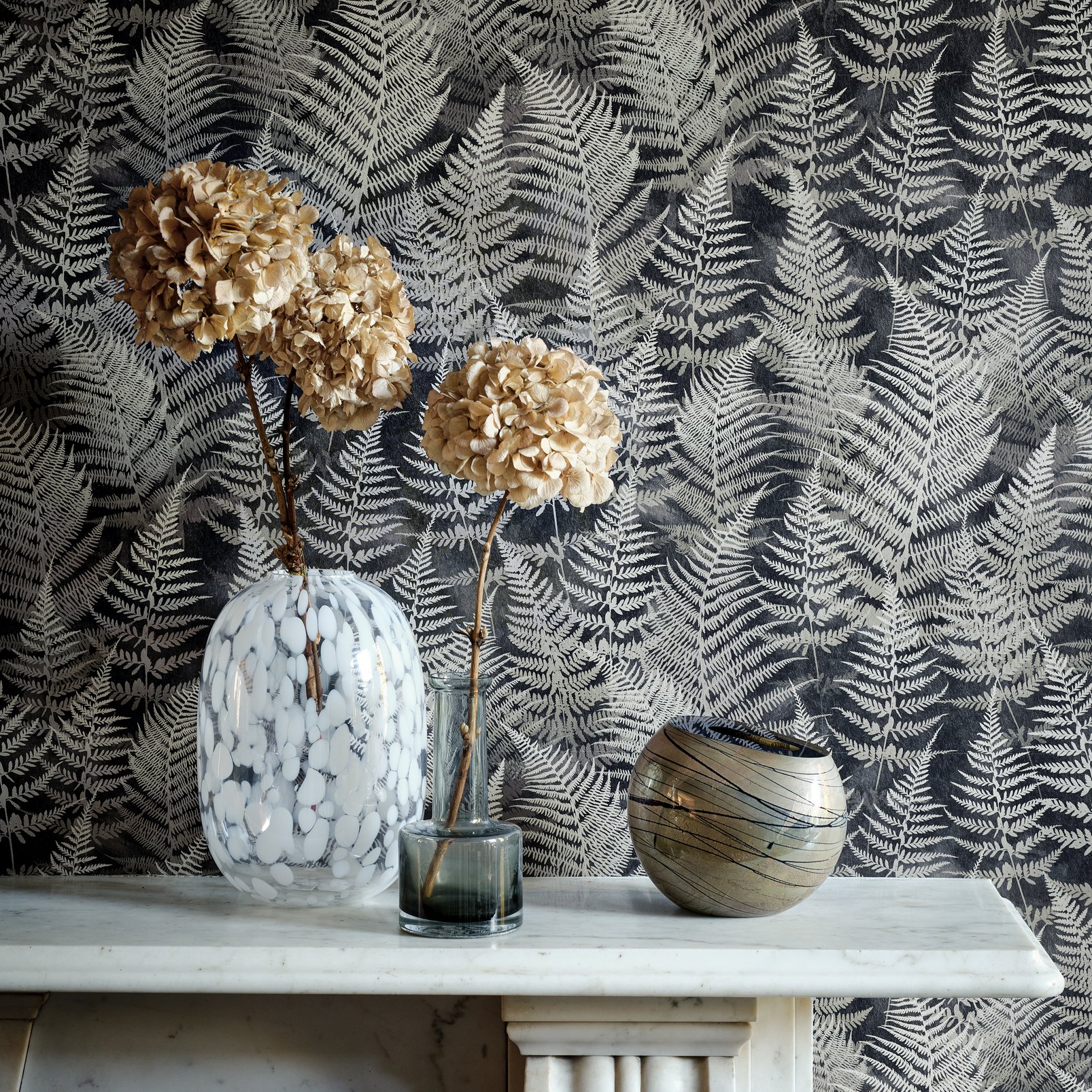 Woodland Fern Charcoal Wallpaper by Clarissa Hulse - 120366_ROOMSET_01.jpg