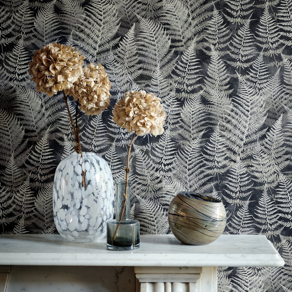 Woodland Fern Charcoal Wallpaper by Clarissa Hulse - 120366_ROOMSET_01.jpg