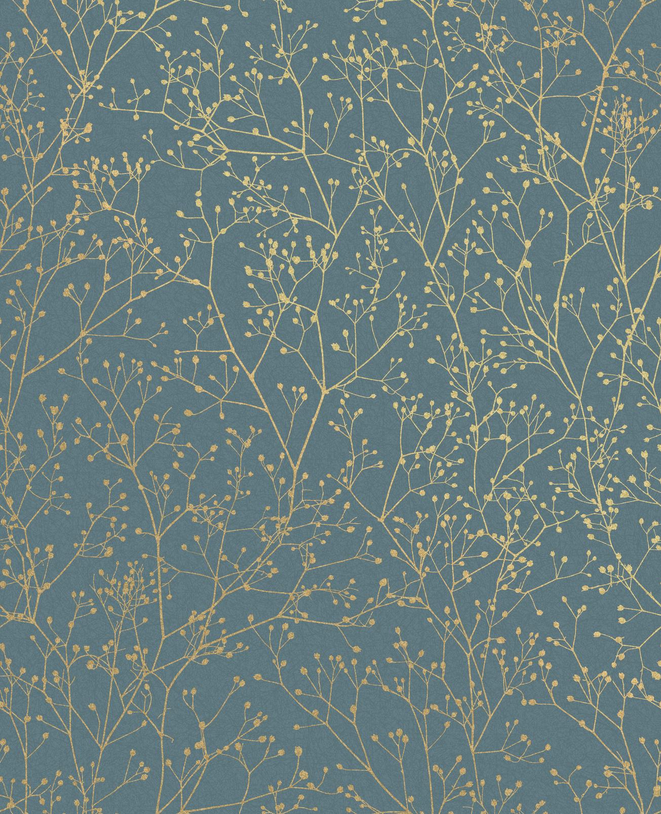 Gypsophila Airforce Blue & Soft Gold Wallpaper by Clarissa Hulse - 120384_TILE_01.jpg