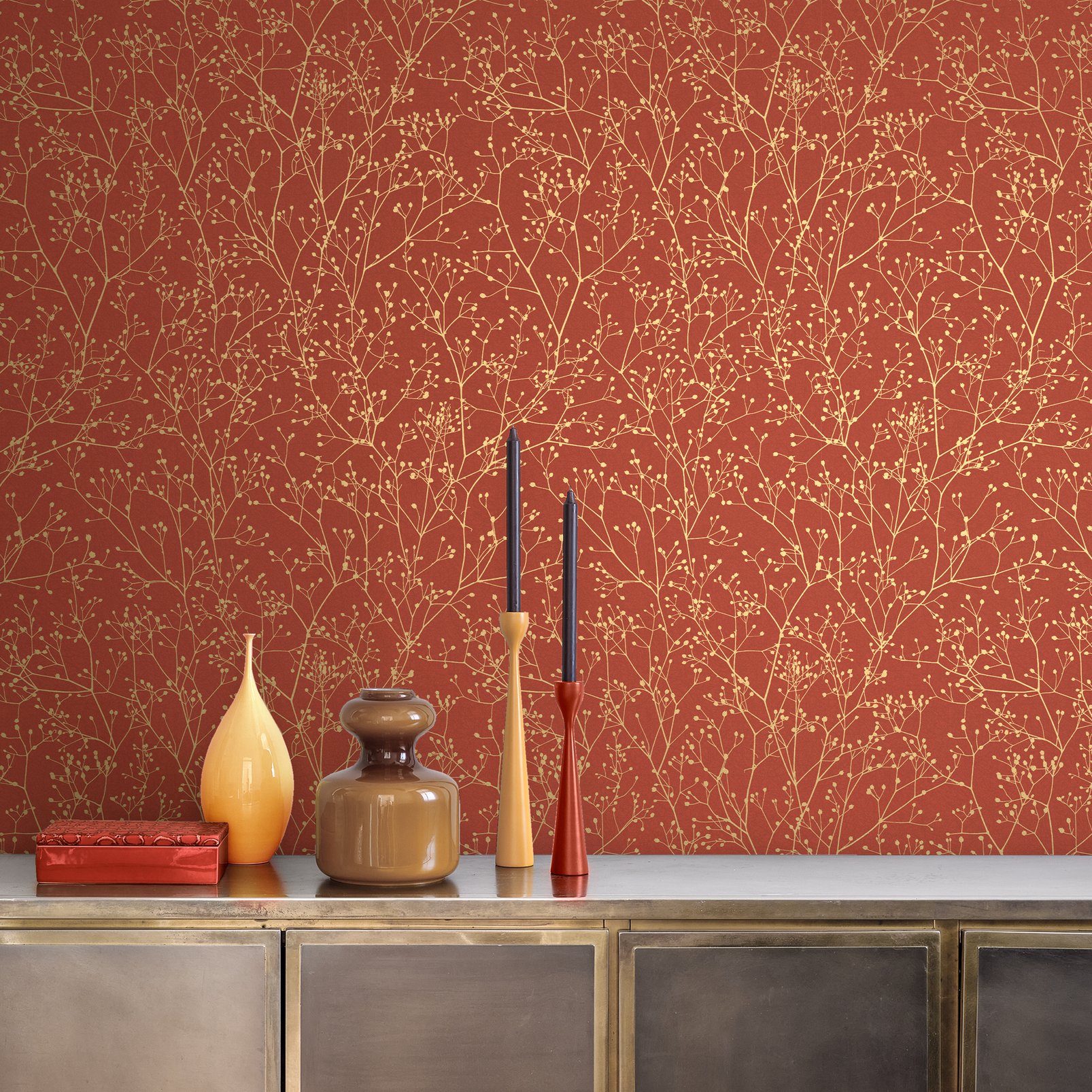 Gypsophila Paprika & Gold Wallpaper by Clarissa Hulse - 120401_ROOMSET_01.jpg