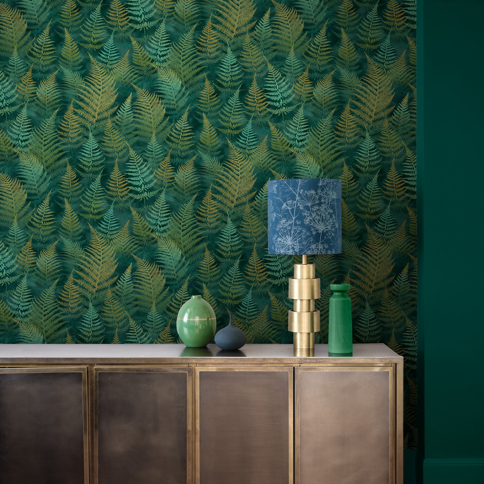 Woodland Fern Emerald Wallpaper by Clarissa Hulse - 120386_ROOMSET_03.jpg