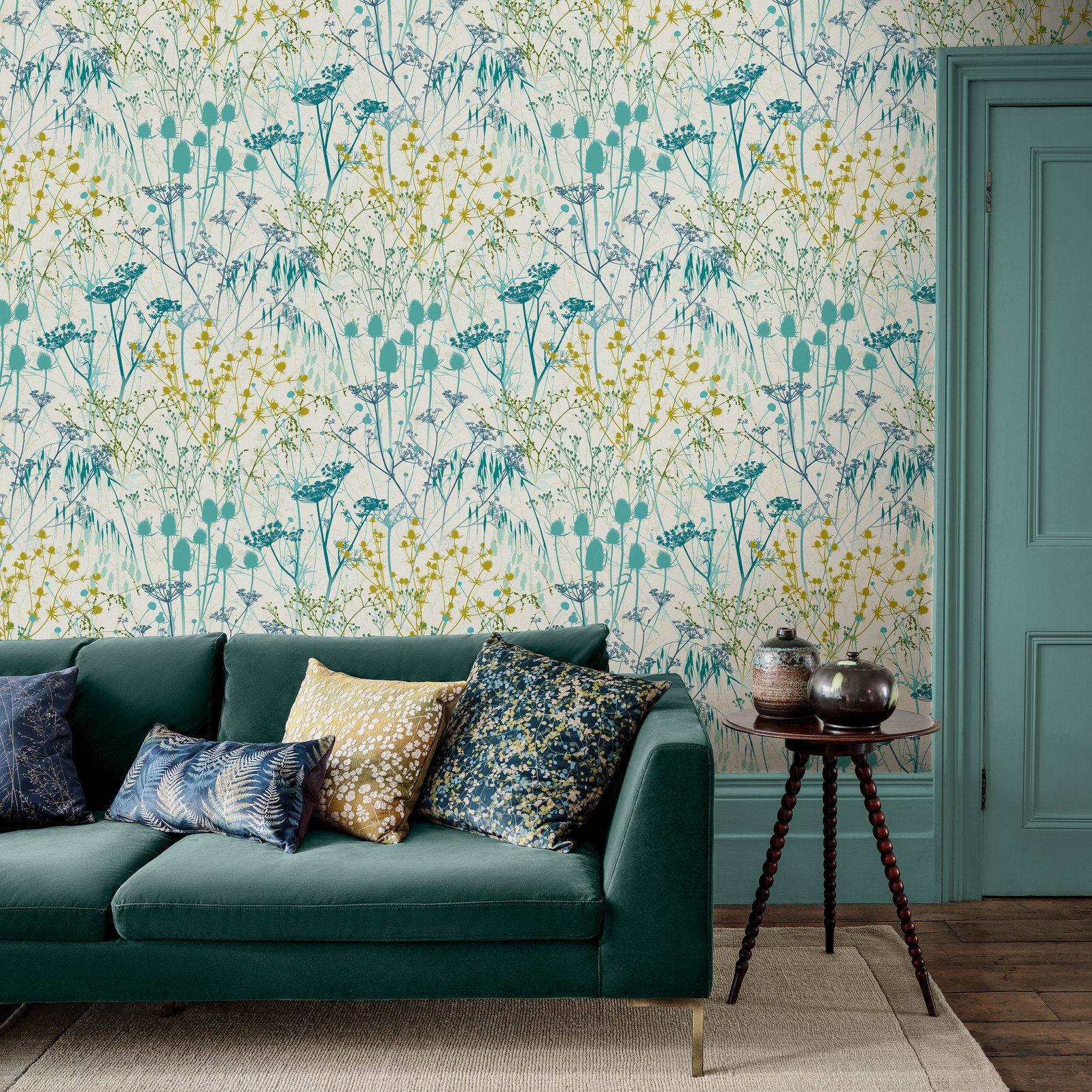 Summer Border Verdigris Wallpaper by Clarissa Hulse - 120387_ROOMSET_02.jpg