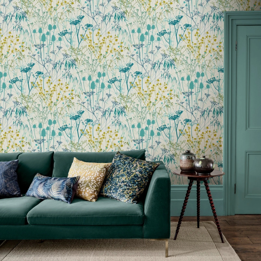Summer Border Verdigris Wallpaper by Clarissa Hulse - 120387_ROOMSET_02.jpg