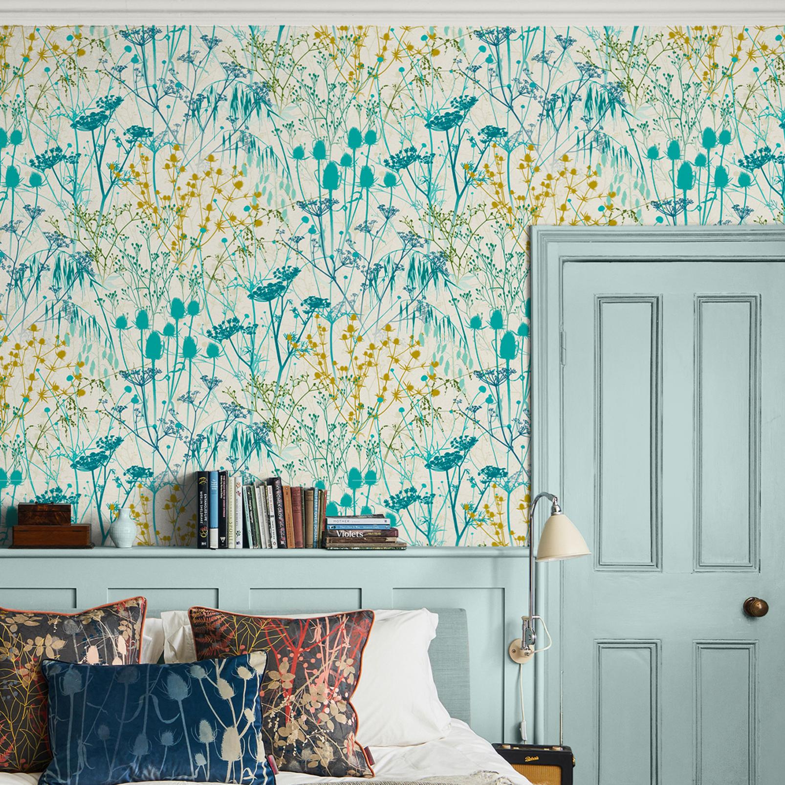 Summer Border Verdigris Wallpaper by Clarissa Hulse - 120387_ROOMSET_SUMMER BORDER VERDIGRIS_01.jpg