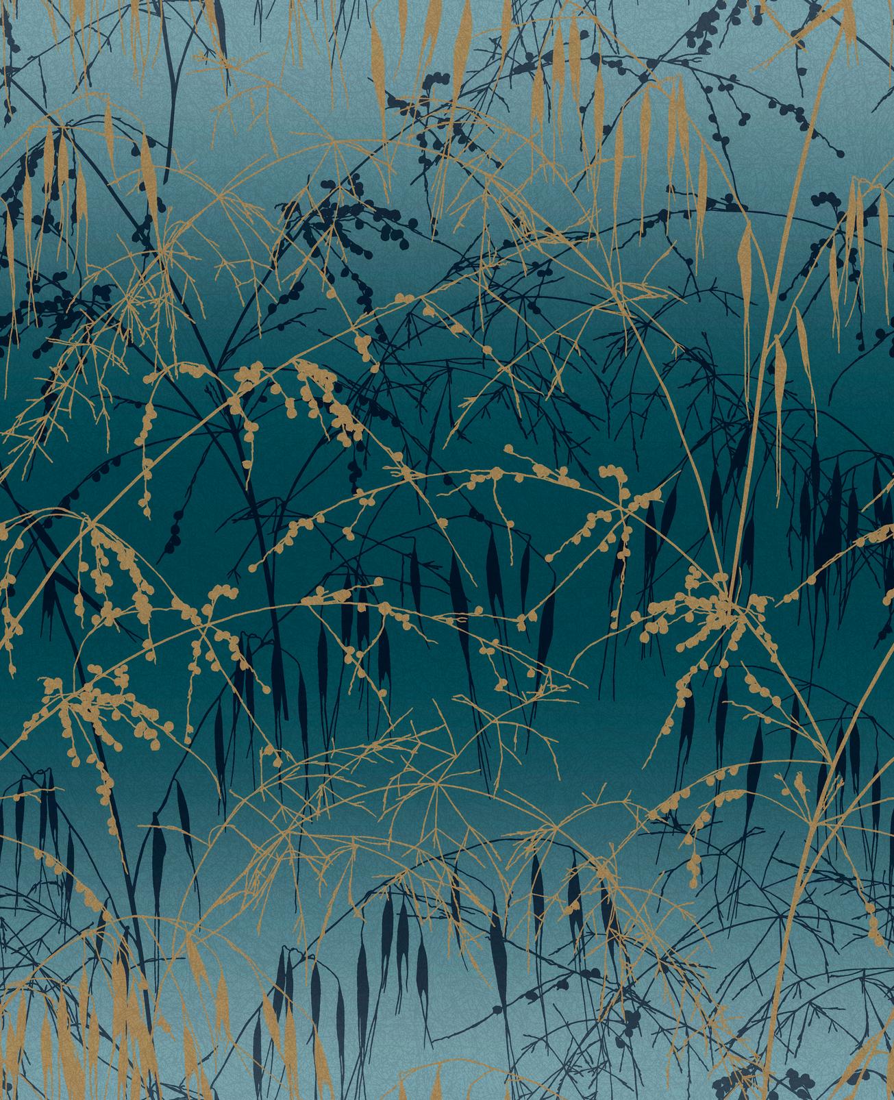 Meadow Grass Teal & Soft Gold Wallpaper by Clarissa Hulse - 120391_TILE_01.jpg