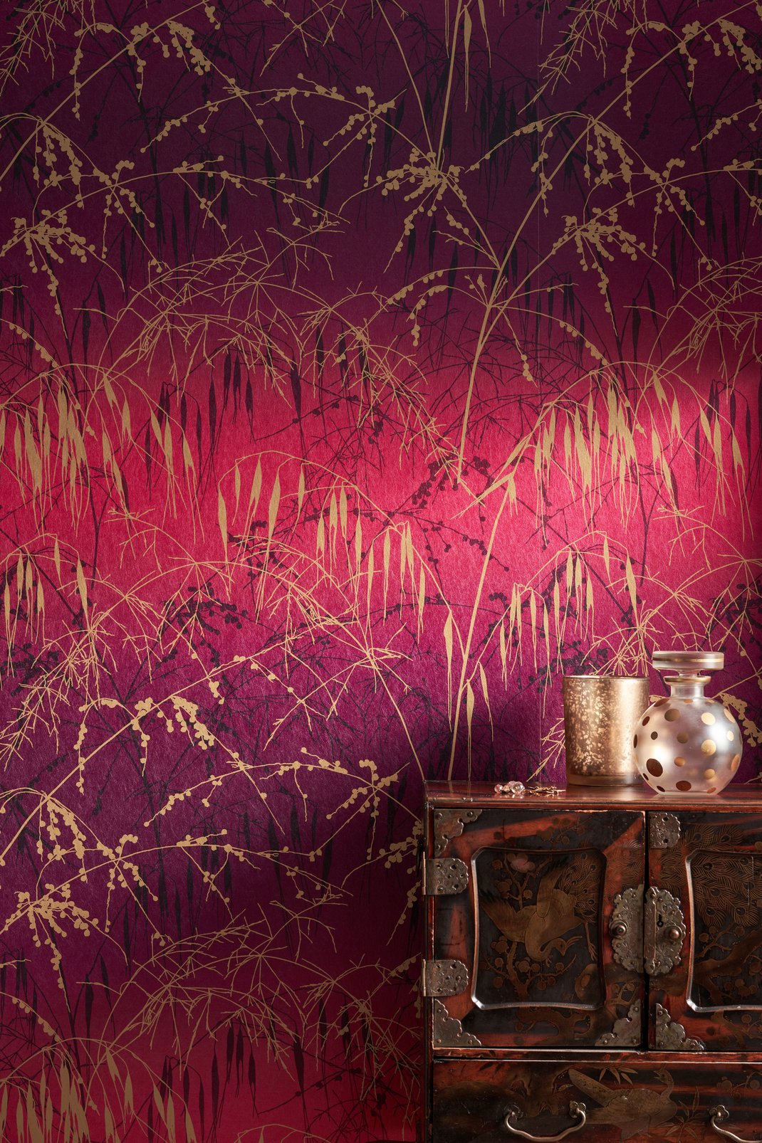 Meadow Grass Damson & Soft Gold Wallpaper by Clarissa Hulse - 120396_ROOMSET_01.jpg