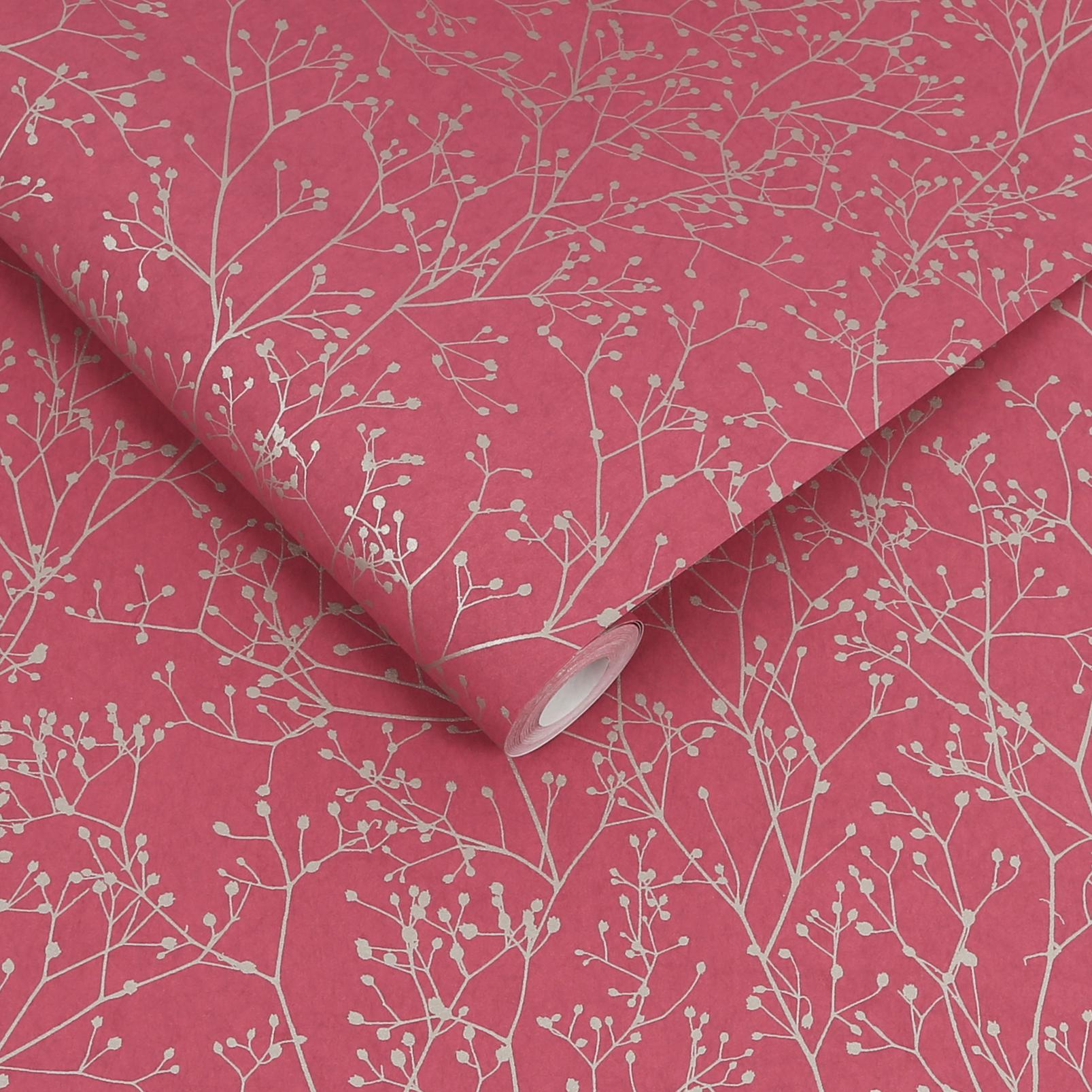 Gypsophila Raspberry & Silver Wallpaper by Clarissa Hulse - 120398_ROLLSHOT_01.jpg