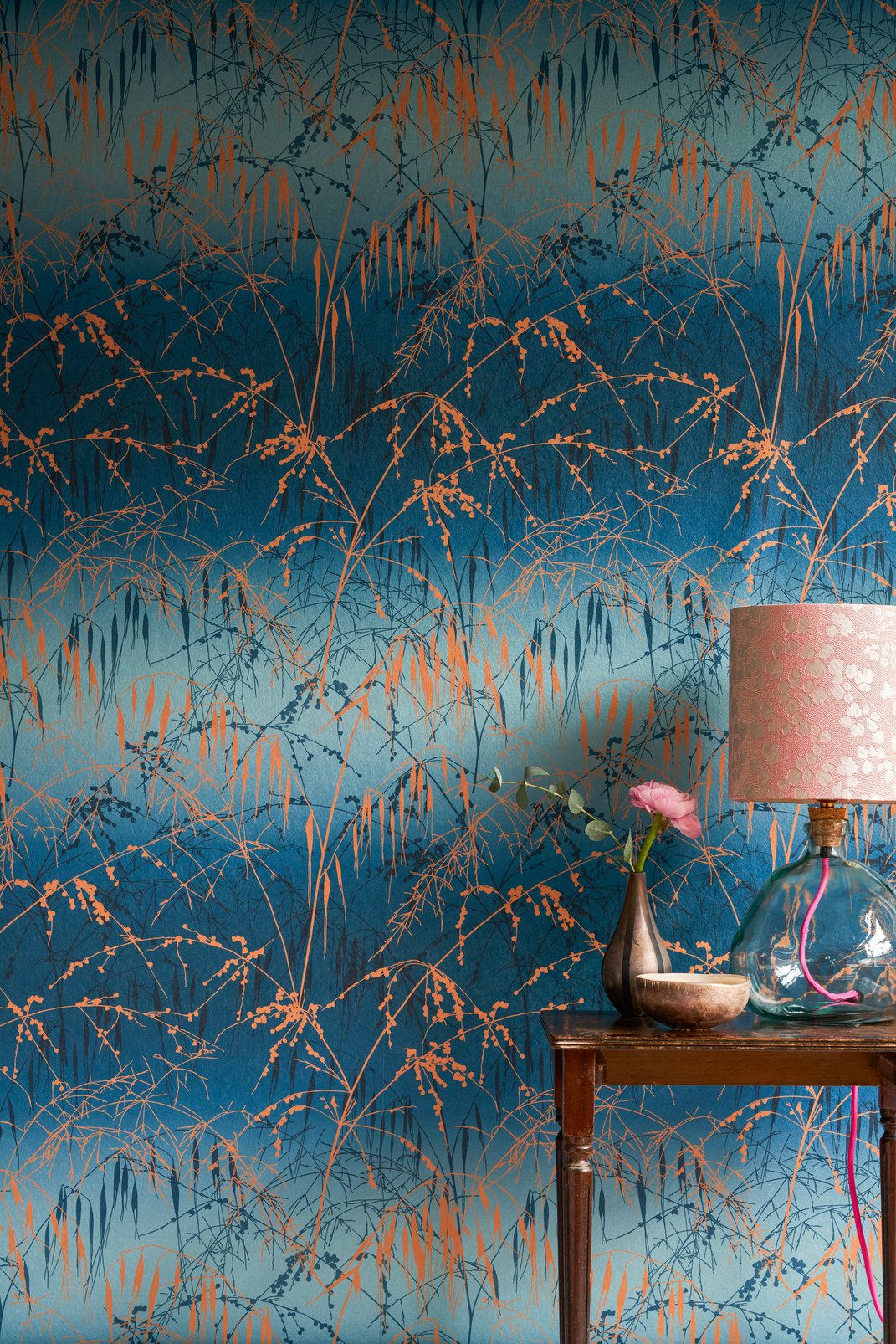 Meadow Grass French Navy & Copper Wallpaper by Clarissa Hulse - 120380_ROOMSET_01.jpg