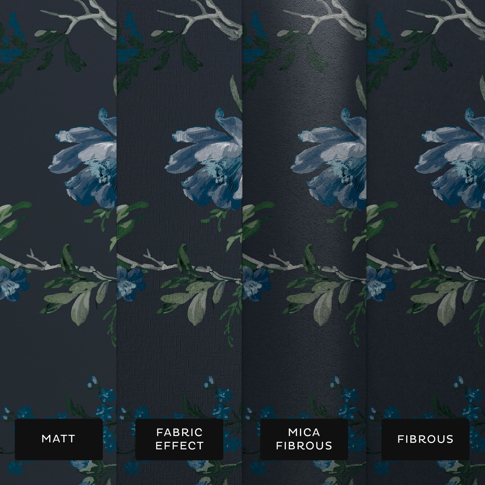 Venetian Floral Midnight Bespoke Mural