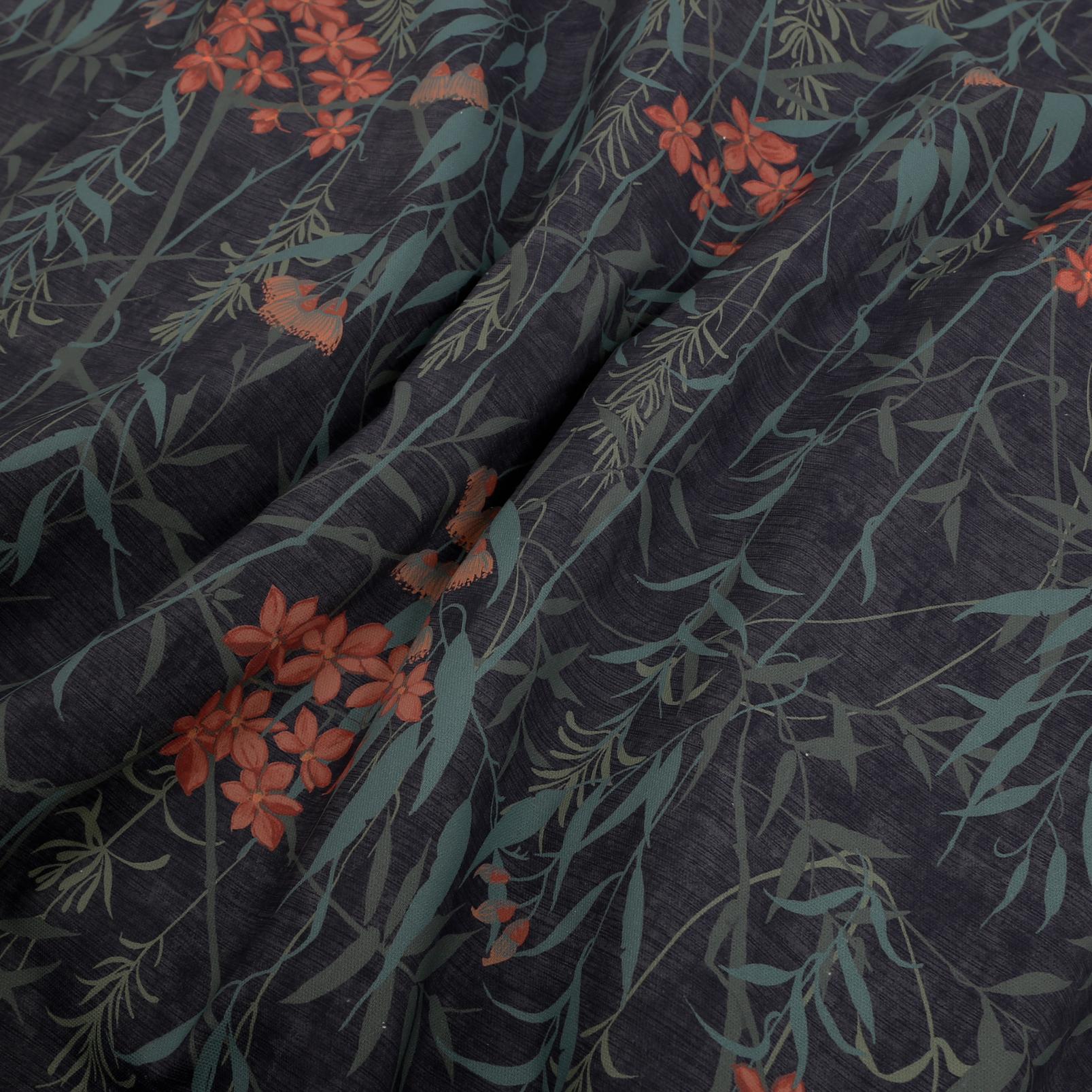 Obassia Midnight Curtains fabric close up image