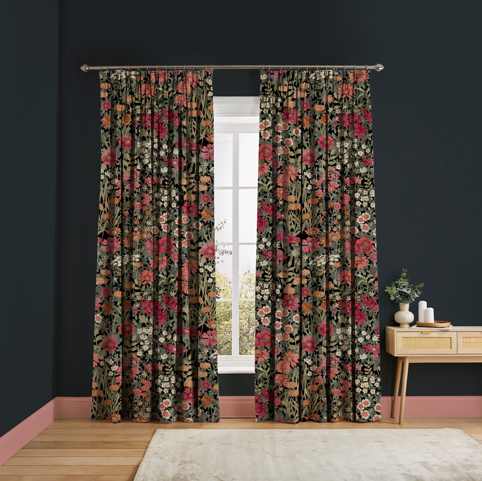 Wallflower Night Garden Curtains in a Roomset