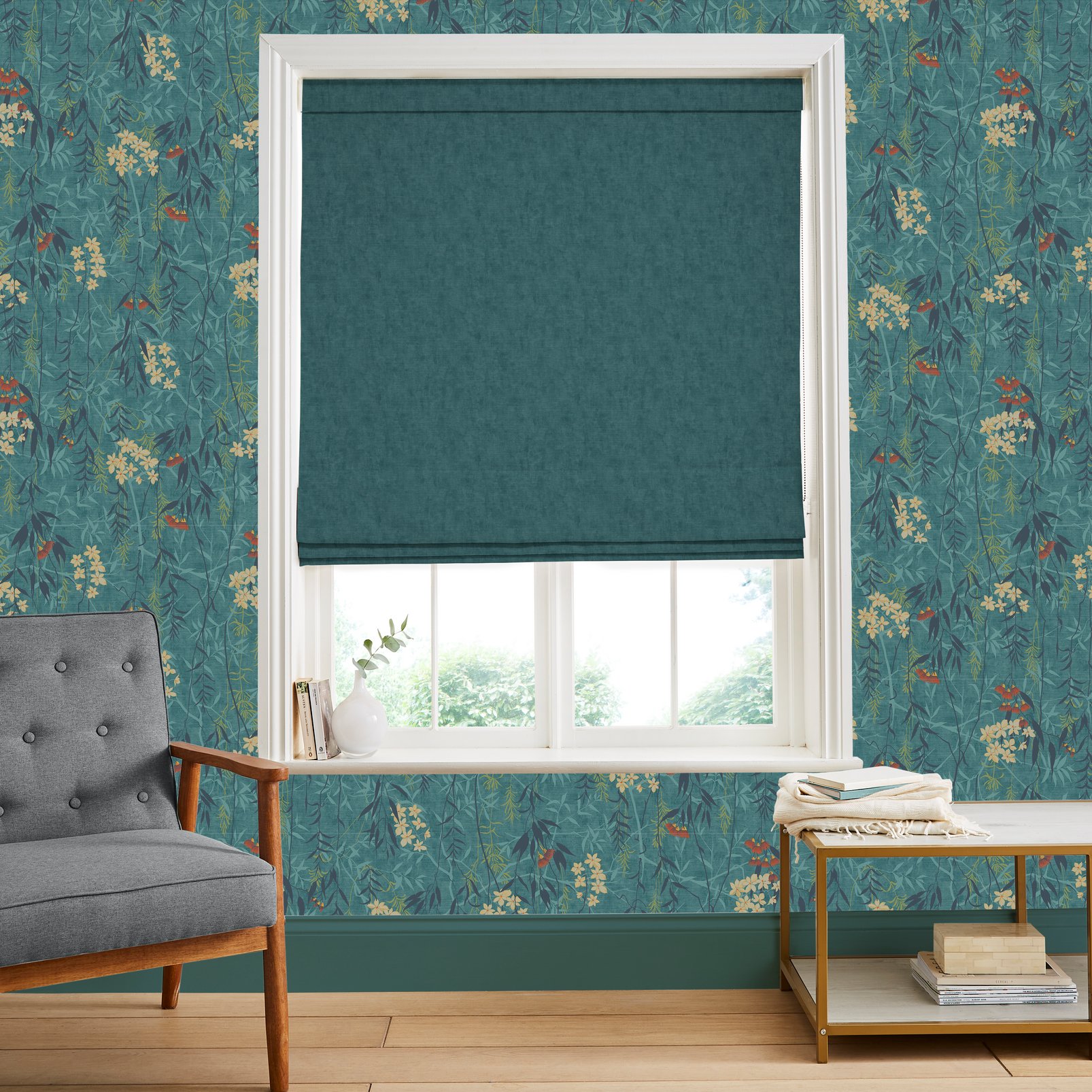 Organdy Teal Roman Blind - 120737rom_ROOMSET_01.jpg