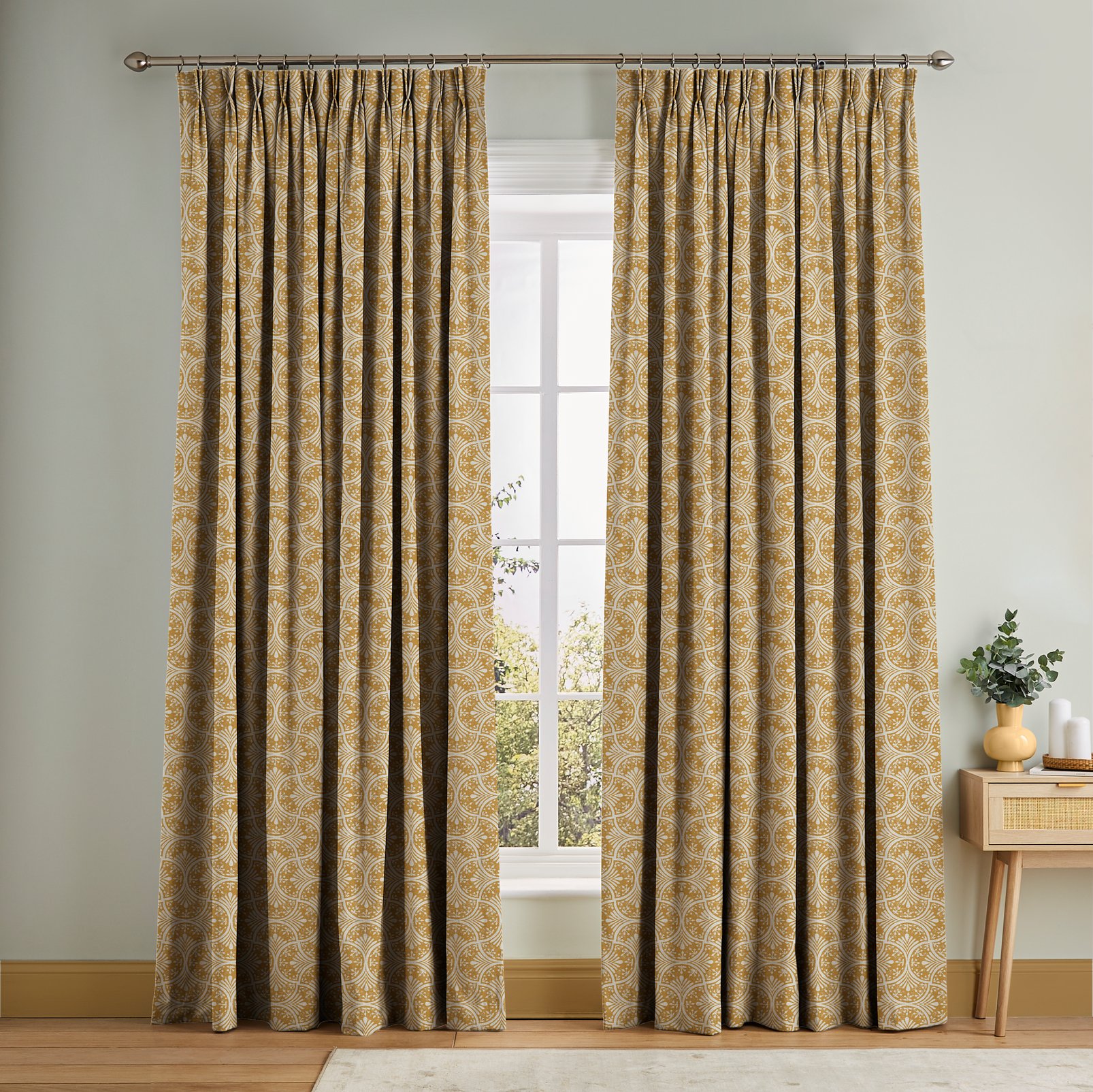 Hopwood Cottage Ochre Curtains in a Roomset