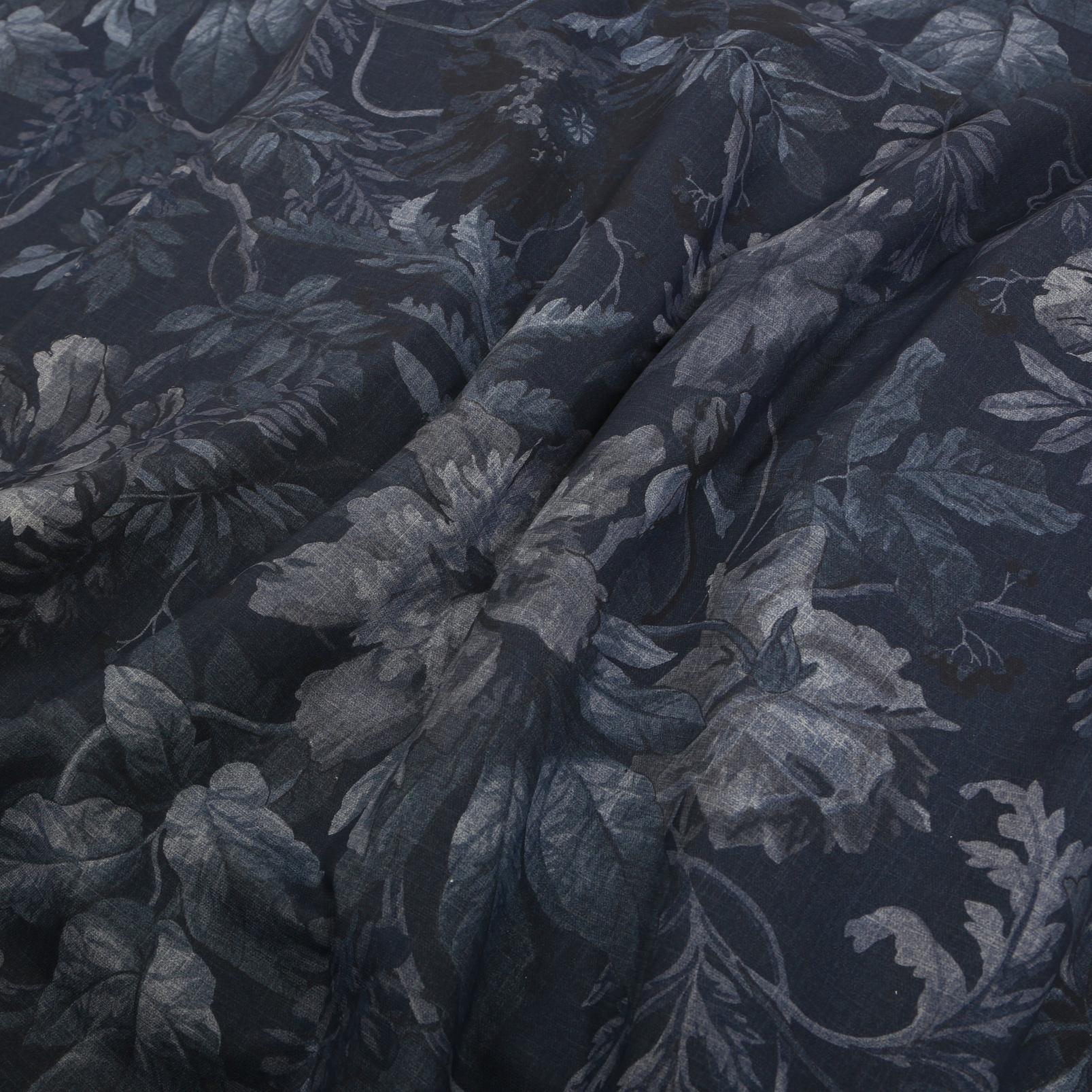 Enzia Navy Curtains fabric close up image